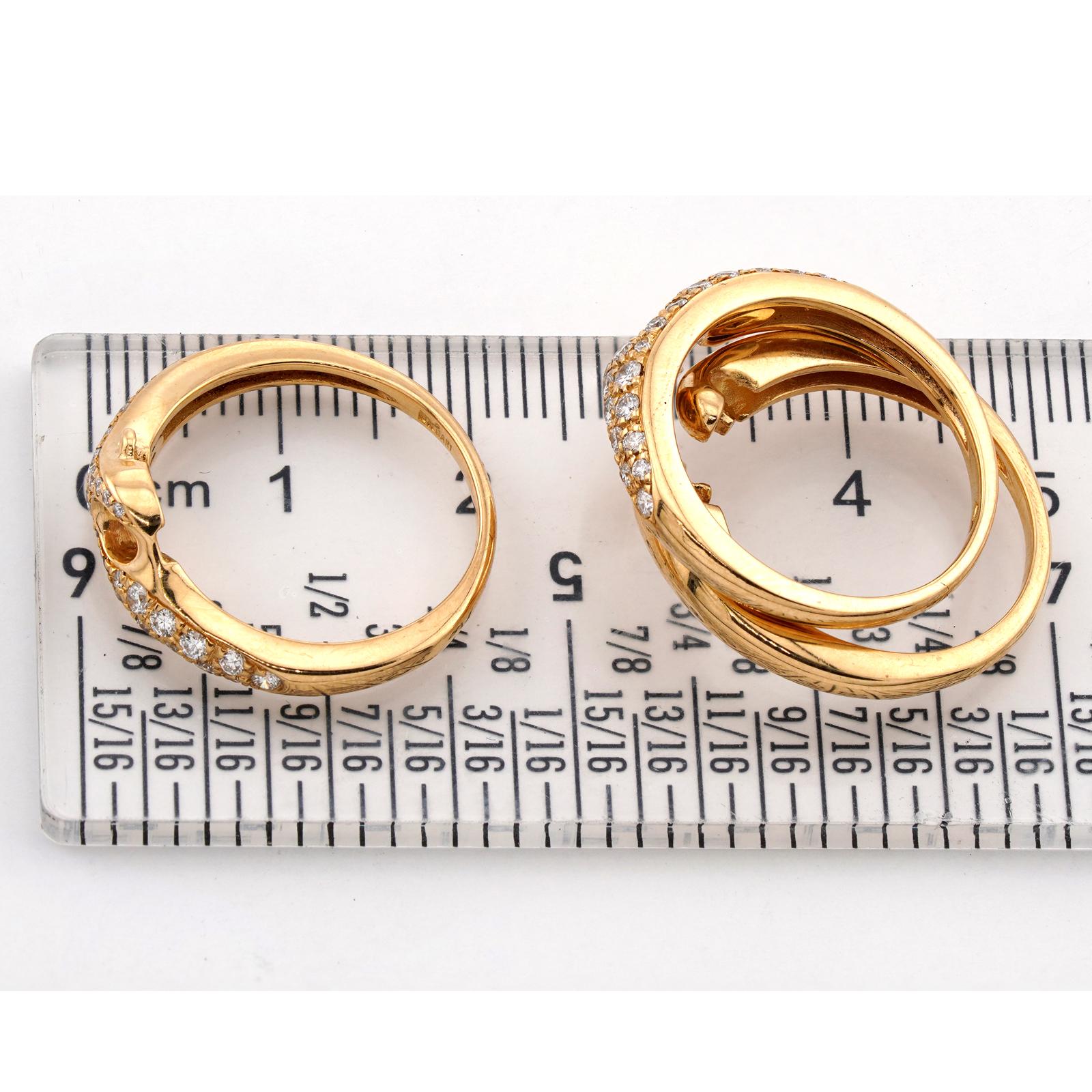 BULGARI Diamond Yellow Gold Wavy 3-Band Stackable Ring 2