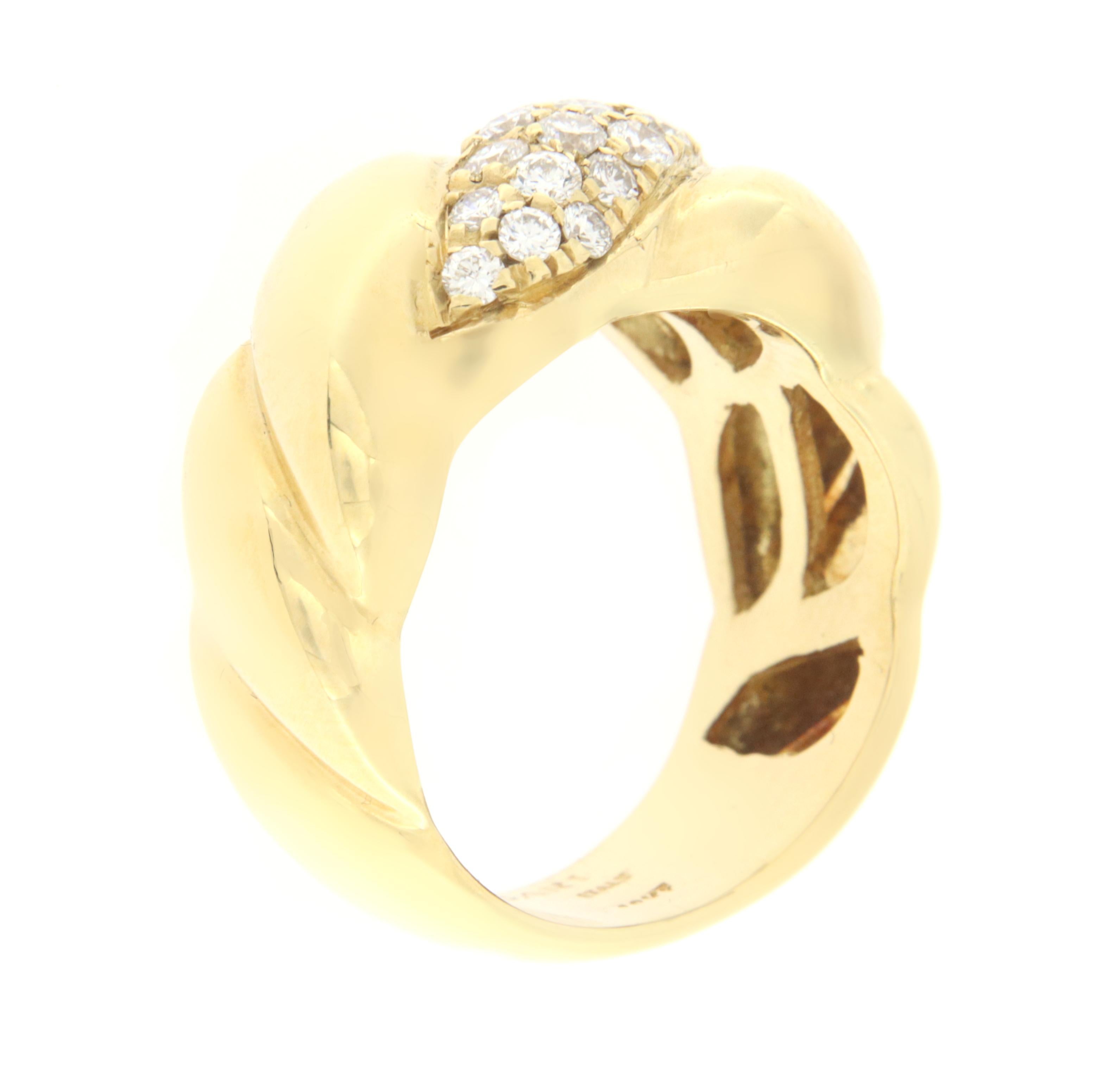 Brilliant Cut Bulgari Diamonds 18 Karat Yellow Gold Band Ring For Sale