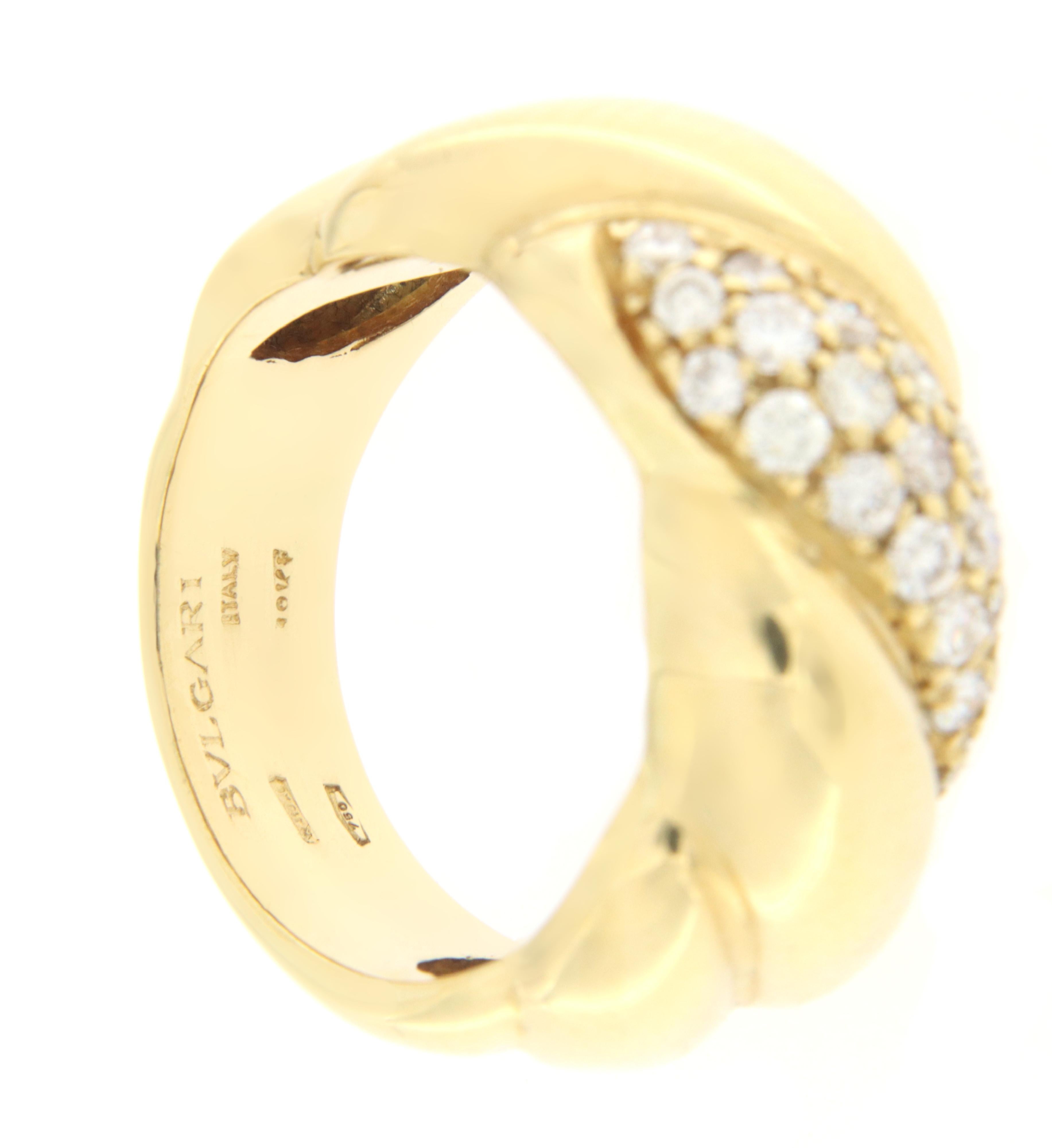 Bulgari Diamonds 18 Karat Yellow Gold Band Ring In New Condition For Sale In Marcianise, IT