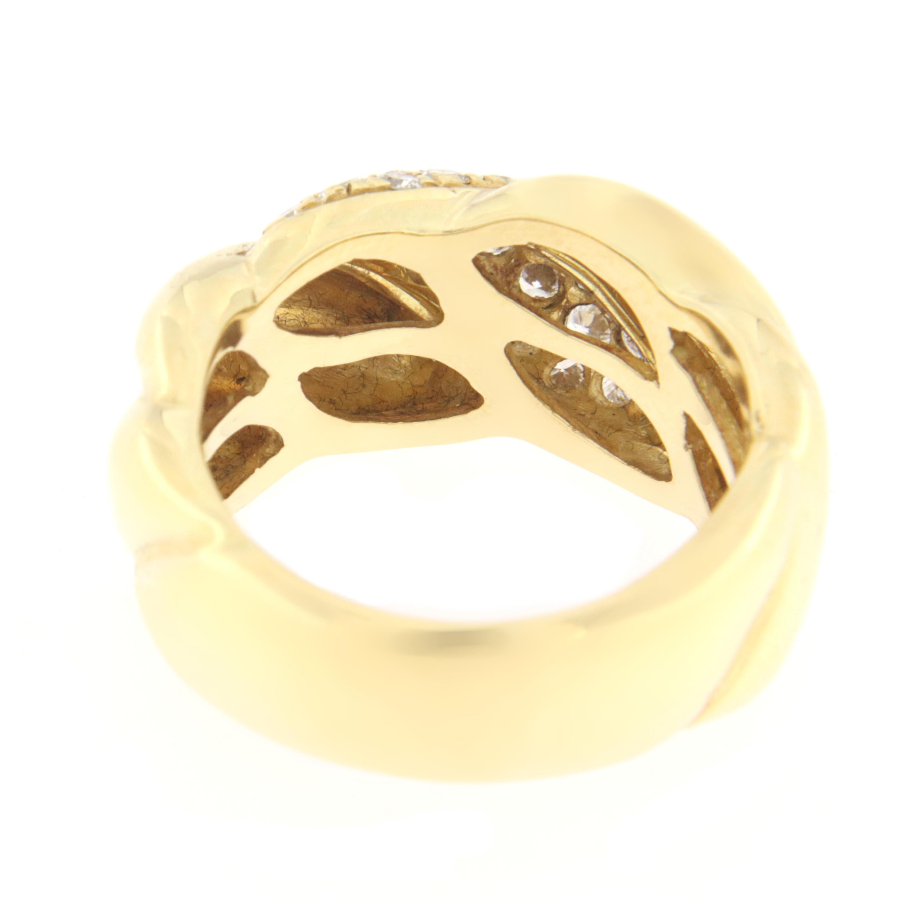 Women's Bulgari Diamonds 18 Karat Yellow Gold Band Ring For Sale