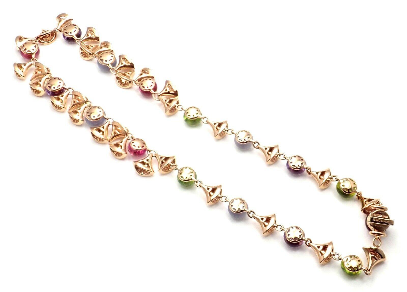 Bulgari Diva Dream Diamond Amethyst Rubellite Peridot Rose Gold Necklace 4