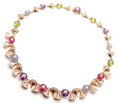 Bulgari Diva Dream Diamond Amethyst Rubellite Peridot Rose Gold Necklace