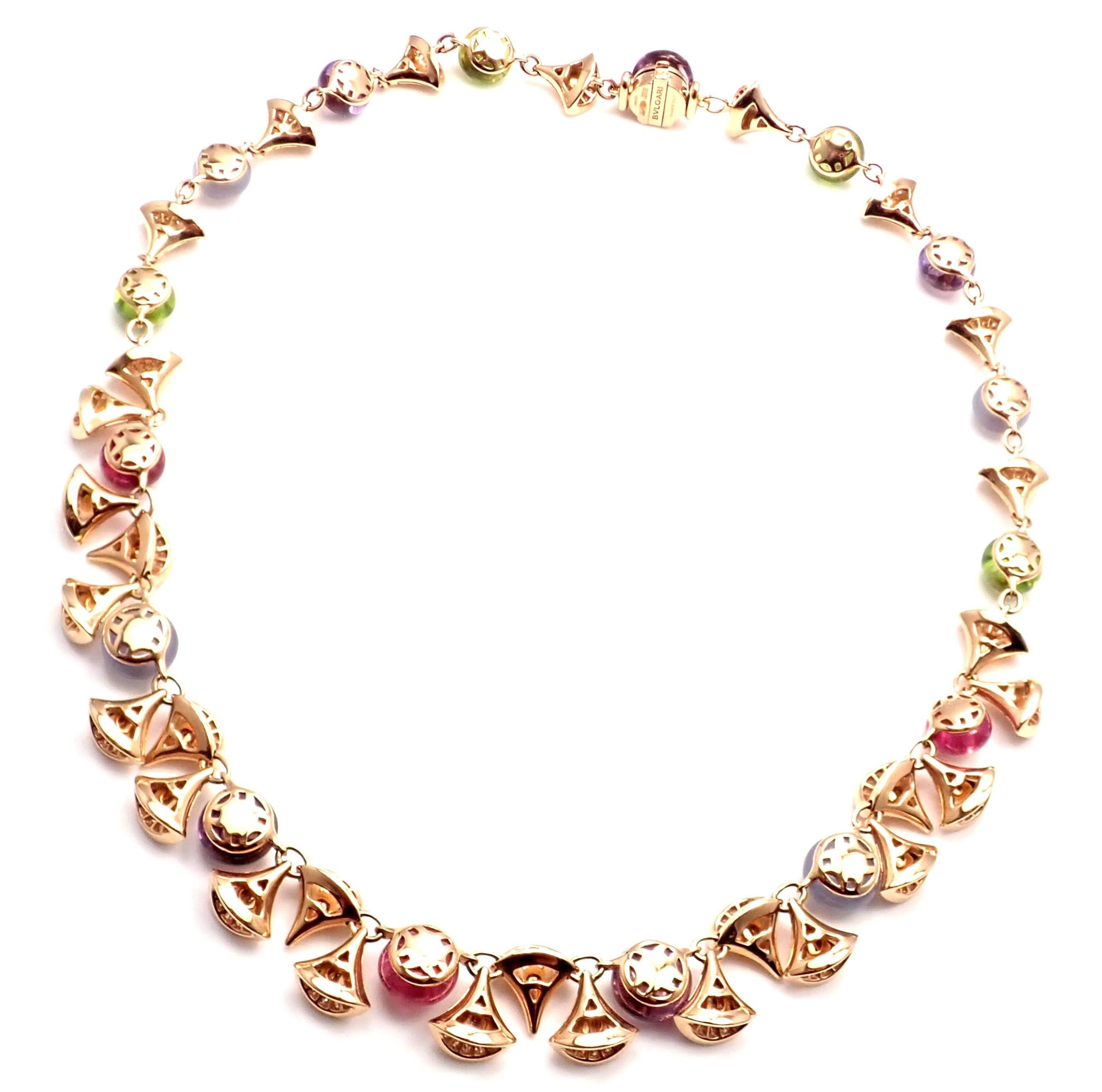 Bulgari Diva Dream Diamond Amethyst Rubellite Peridot Rose Gold Necklace 1