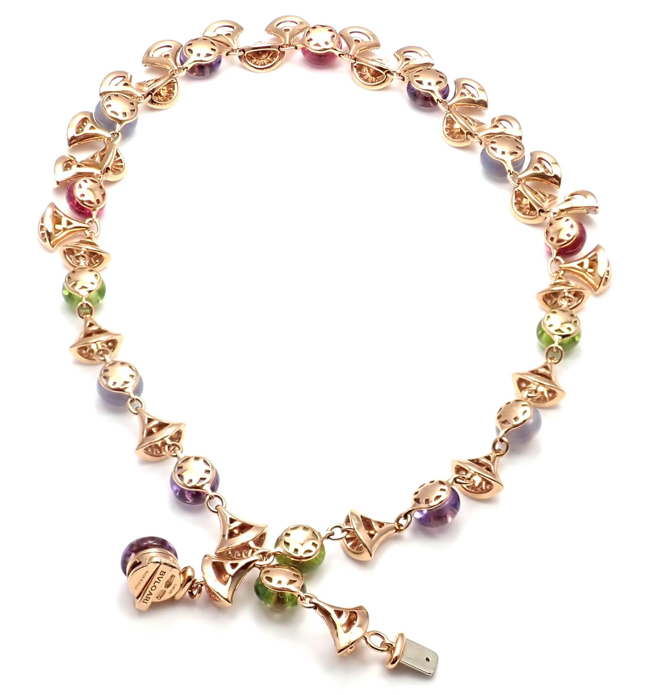 Bulgari Diva Dream Diamond Amethyst Rubellite Peridot Rose Gold Necklace 5