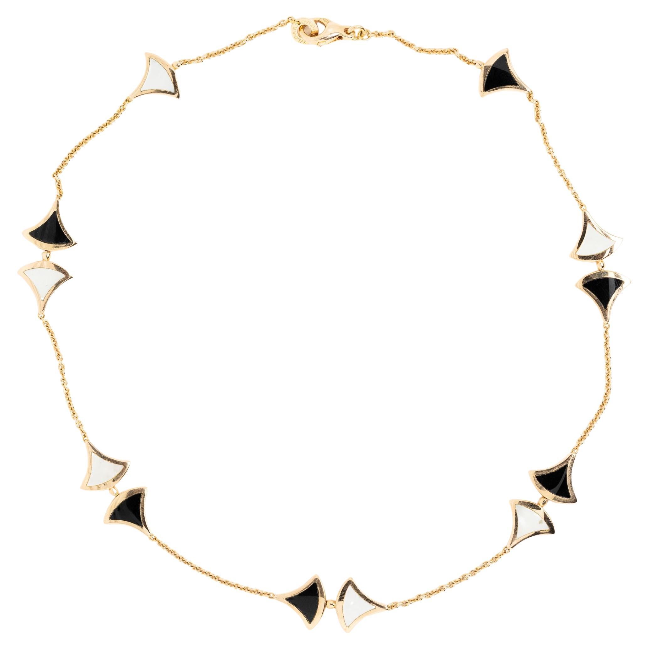 Bulgari Divas' Dream 18 Kt. Rose Gold Mother of Pearl Onyx Necklace For Sale