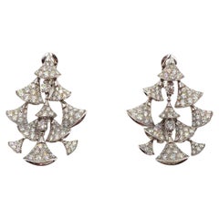 Retro Bulgari Diva's Dream 18K White Gold Diamond Chandelier Pendant Earrings