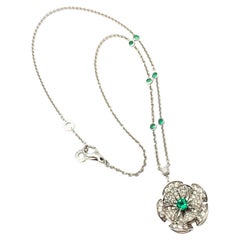 Bulgari Divas' Dream Diamond Emerald White Gold Pendant Necklace