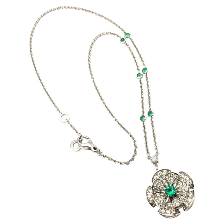 Bulgari Divas' Dream Diamond Emerald White Gold Pendant Necklace at 1stDibs