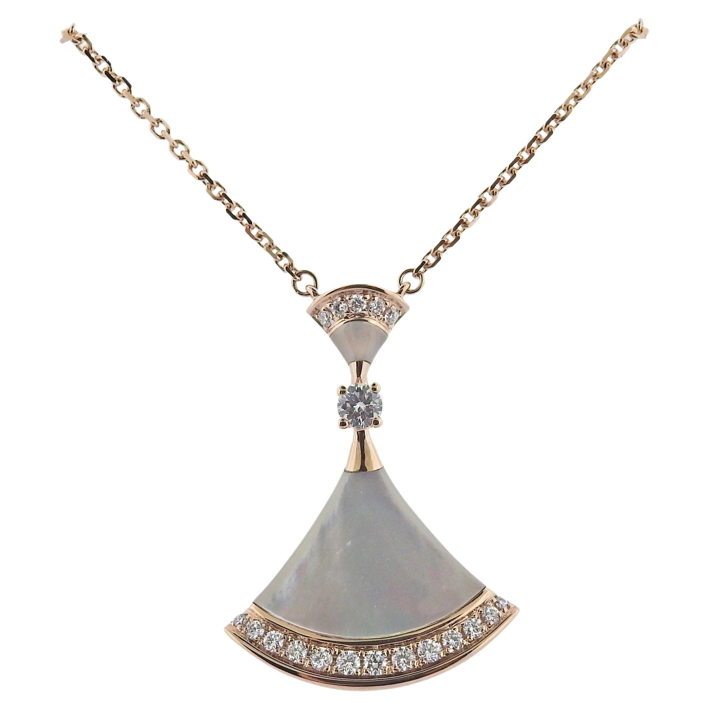 Bulgari Diva's Dream Diamond Mother of Pearl Rose Gold Pendant Necklace For Sale