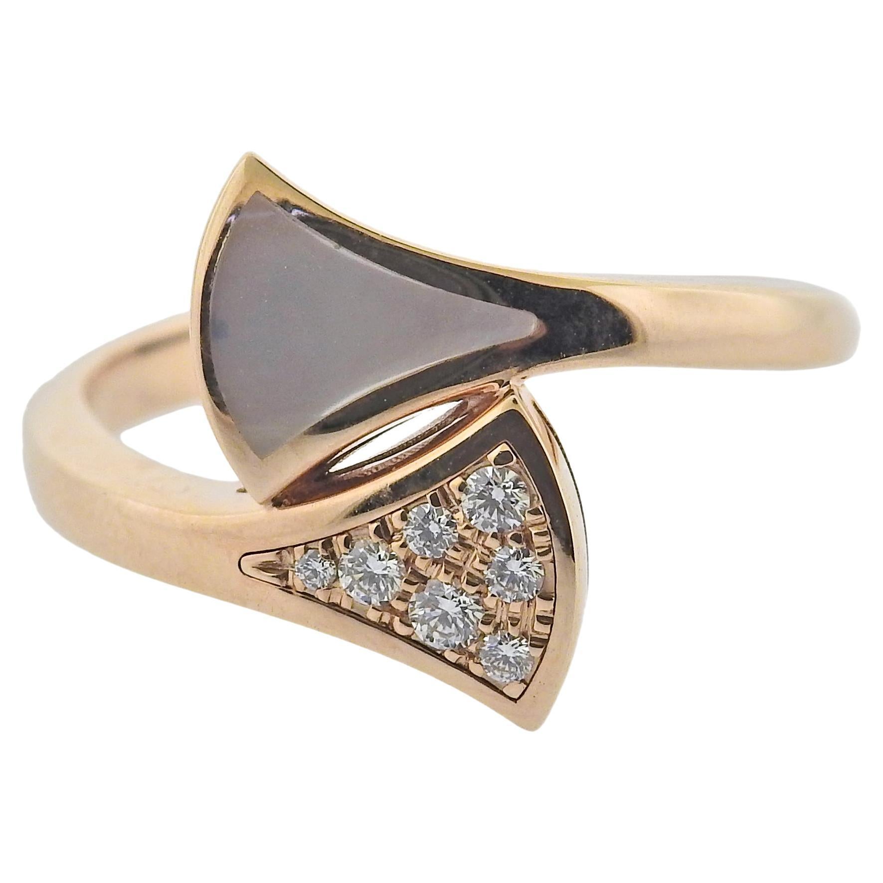 Bulgari Diva's Dream Diamond Mother of Pearl Rose Gold Ring 128746 For Sale