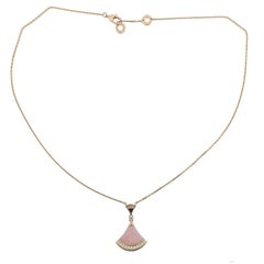 Bulgari Diva's Dream Diamond Pink Opal Rose Gold Pendant Necklace