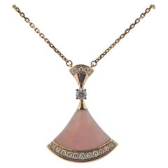 Bulgari Diva's Dream Diamond Pink Opal Rose Gold Pendant Necklace