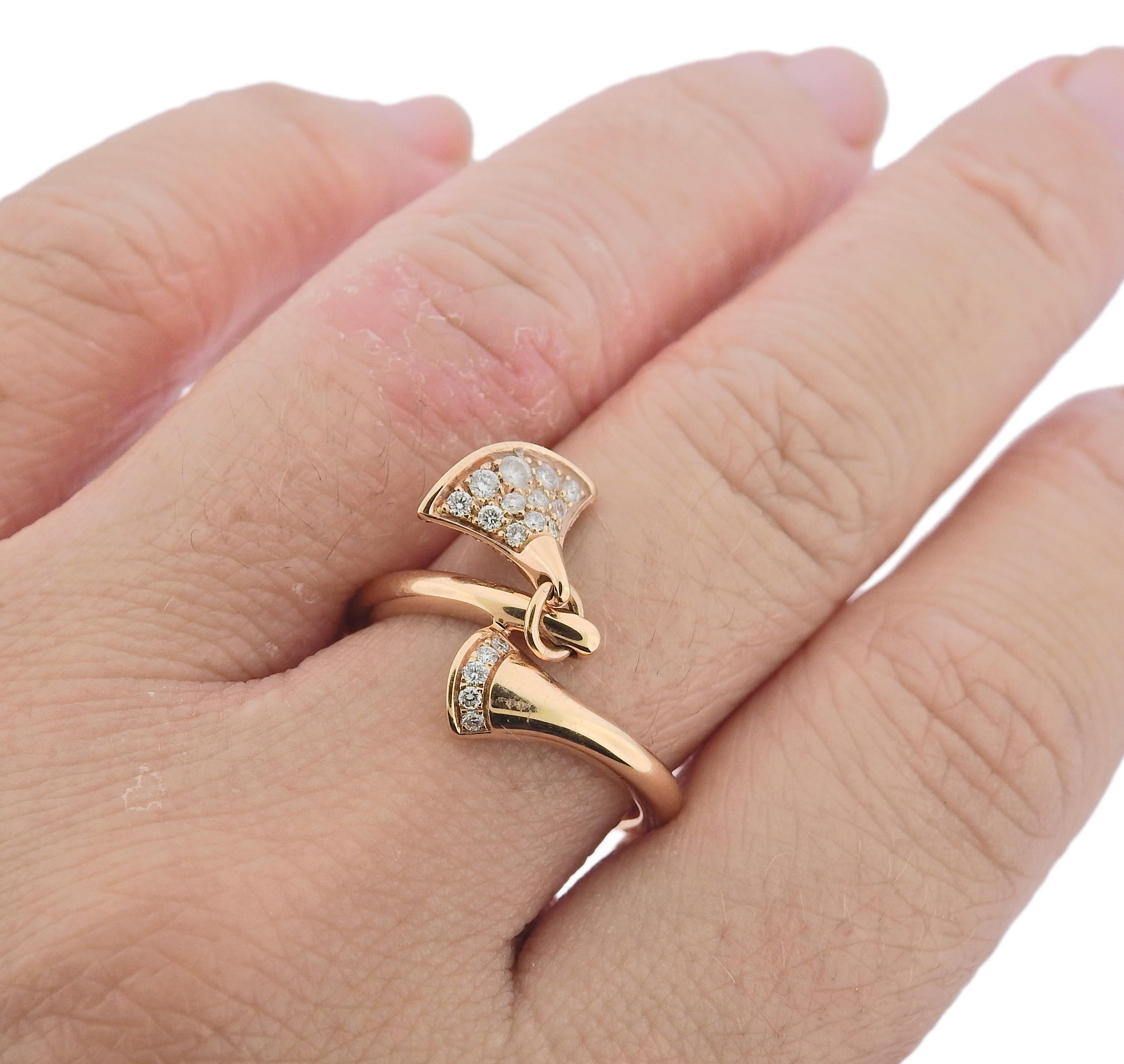 Rose Cut Bulgari Diva's Dream Diamond Rose Gold Charm Ring 128721 For Sale