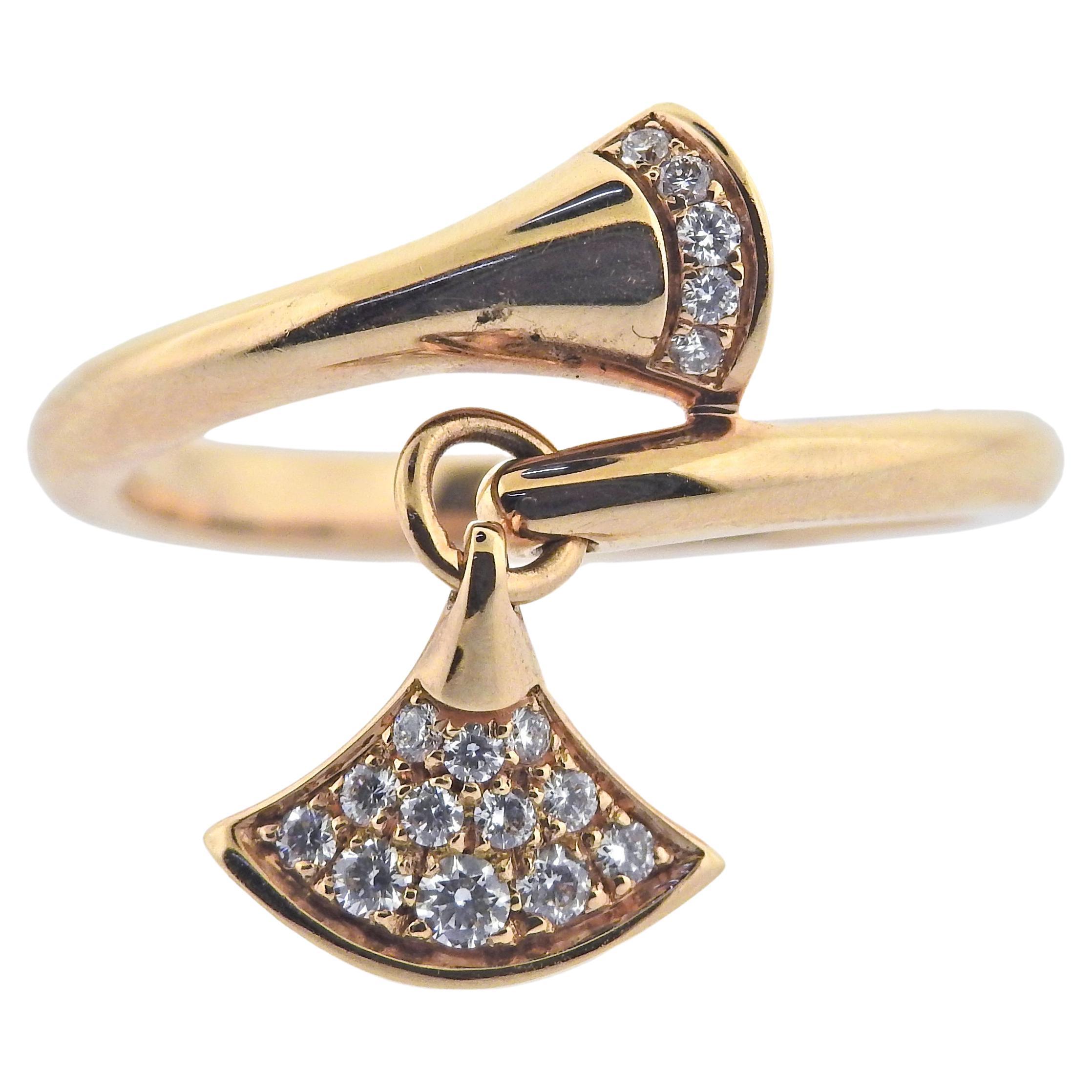 Bulgari Diva's Dream Diamond Rose Gold Charm Ring 128721 For Sale