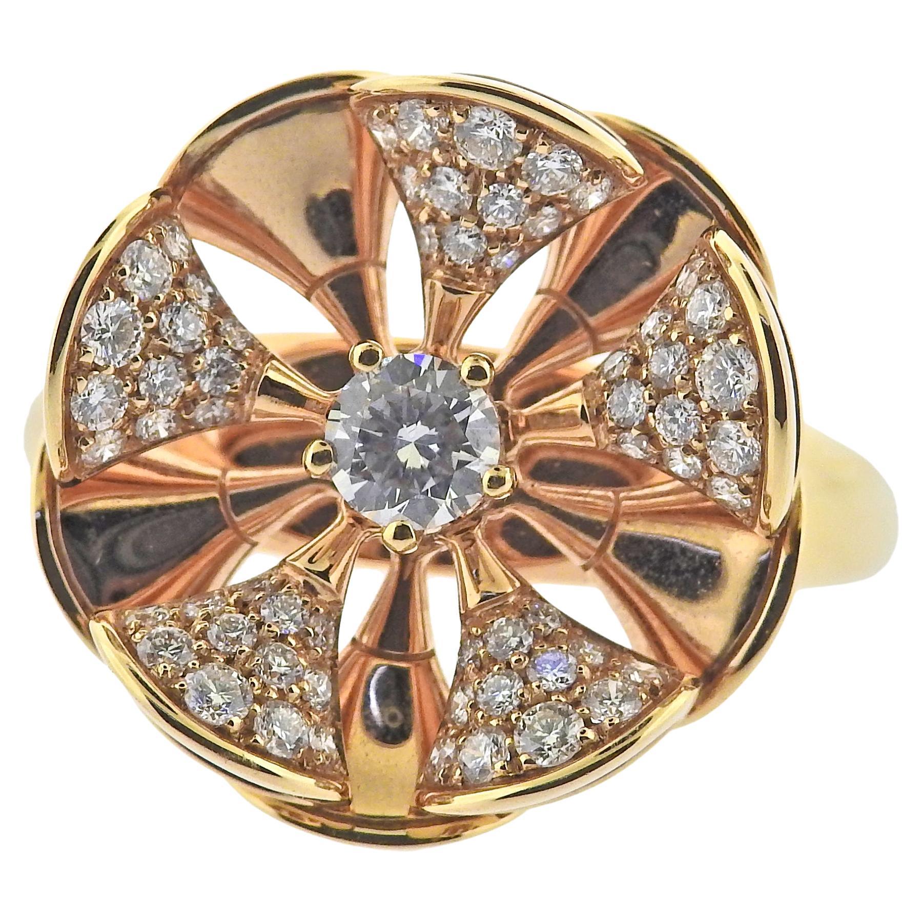 Bulgari Diva's Dream Diamond Rose Gold Flower Ring 128774 For Sale