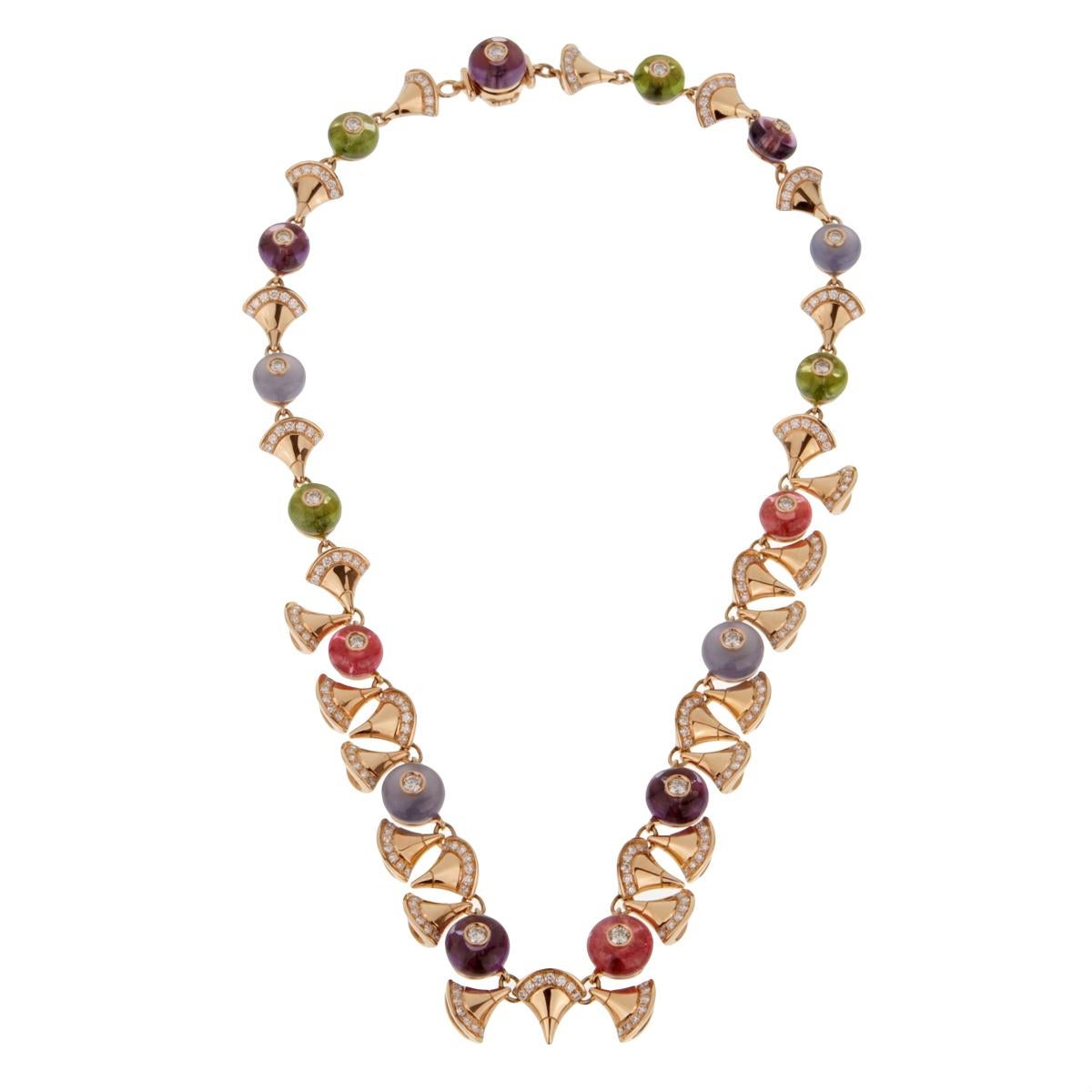 Bulgari Divas Dream Diamant-Halskette aus Roségold (Perle) im Angebot
