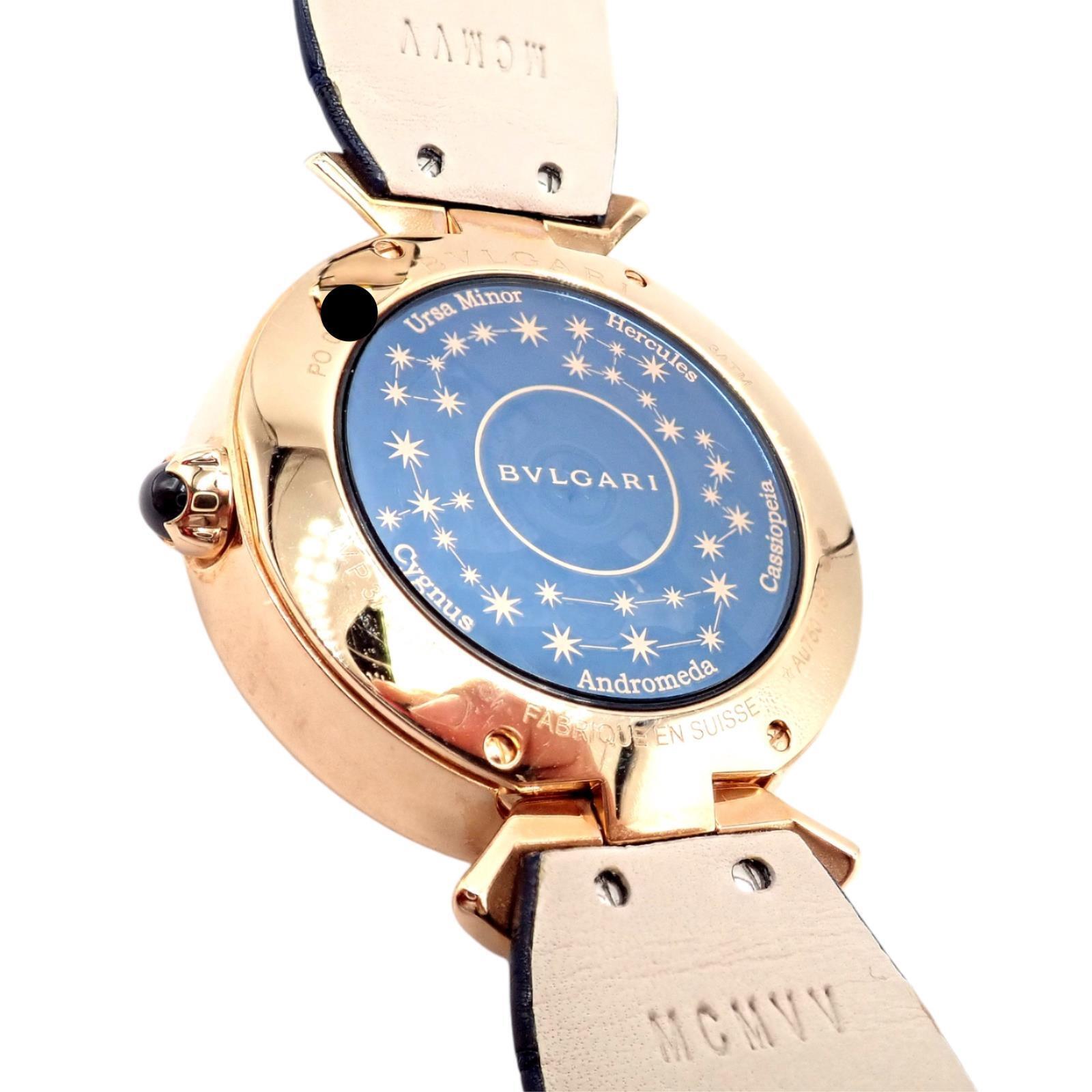 Bulgari Divas Dream Montre de nuit romaine automatique en or rose avec diamants et saphirs en vente 5