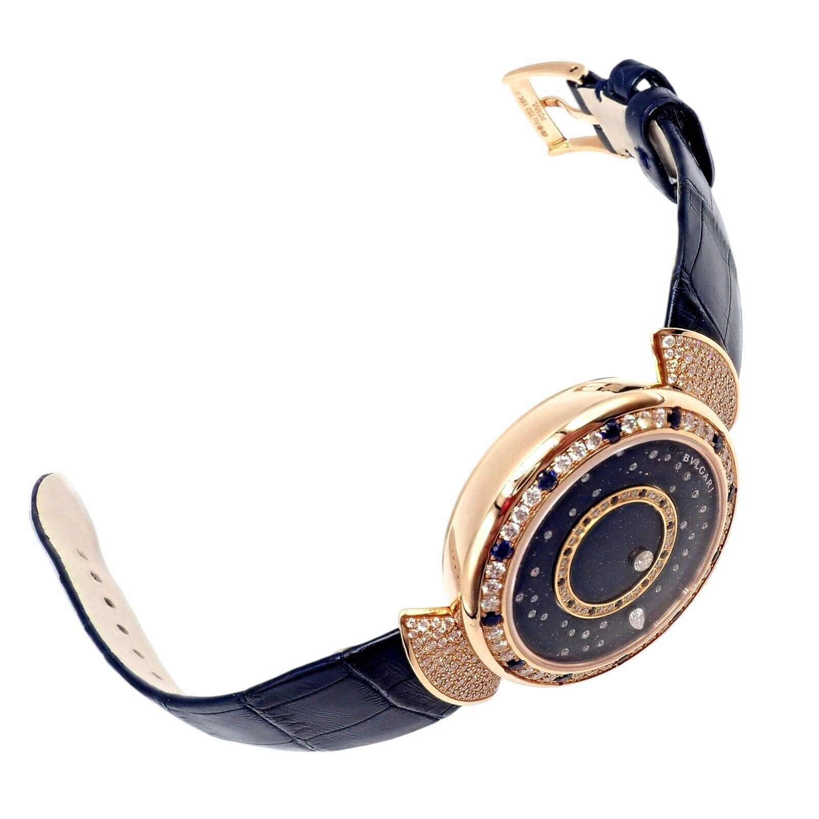 Bulgari Divas Dream Montre de nuit romaine automatique en or rose avec diamants et saphirs en vente 6