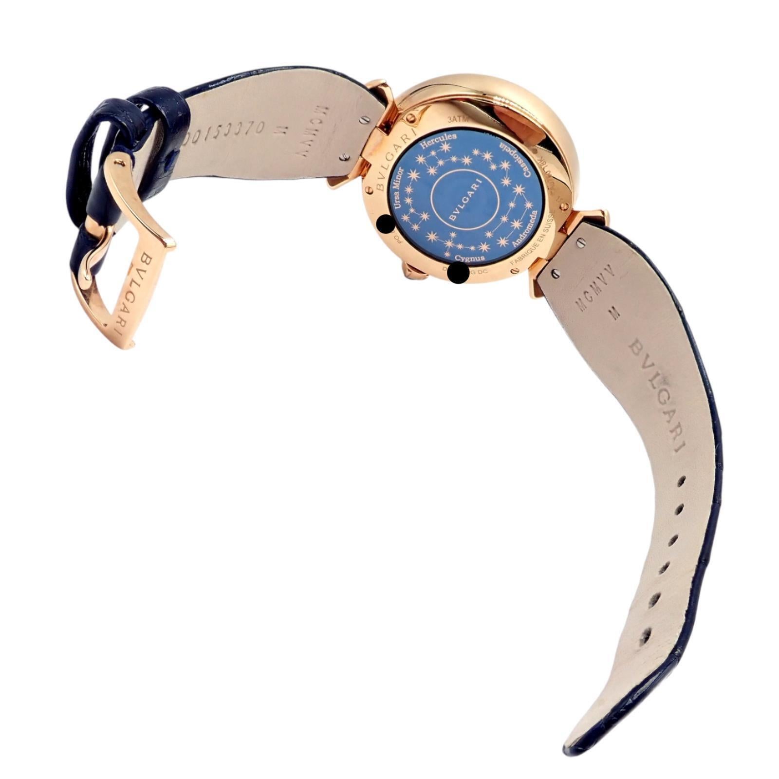 Bulgari Divas Dream Montre de nuit romaine automatique en or rose avec diamants et saphirs en vente 7