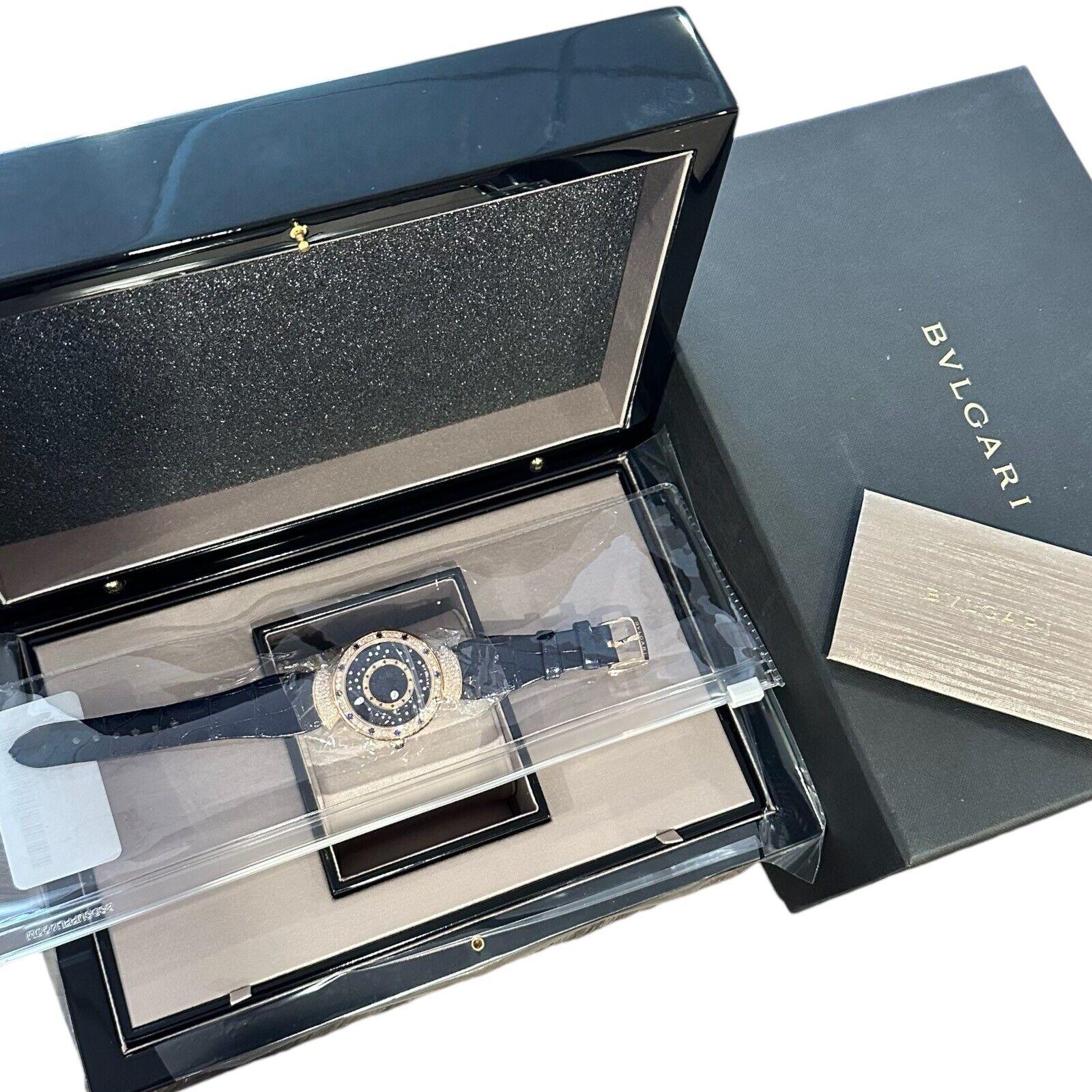 Bulgari Divas Dream Montre de nuit romaine automatique en or rose avec diamants et saphirs Neuf - En vente à Holland, PA