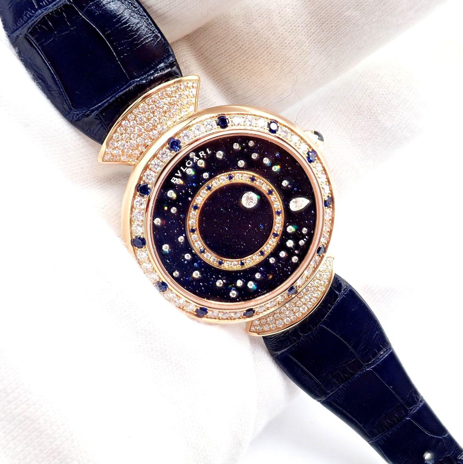 Bulgari Divas Dream Montre de nuit romaine automatique en or rose avec diamants et saphirs Unisexe en vente