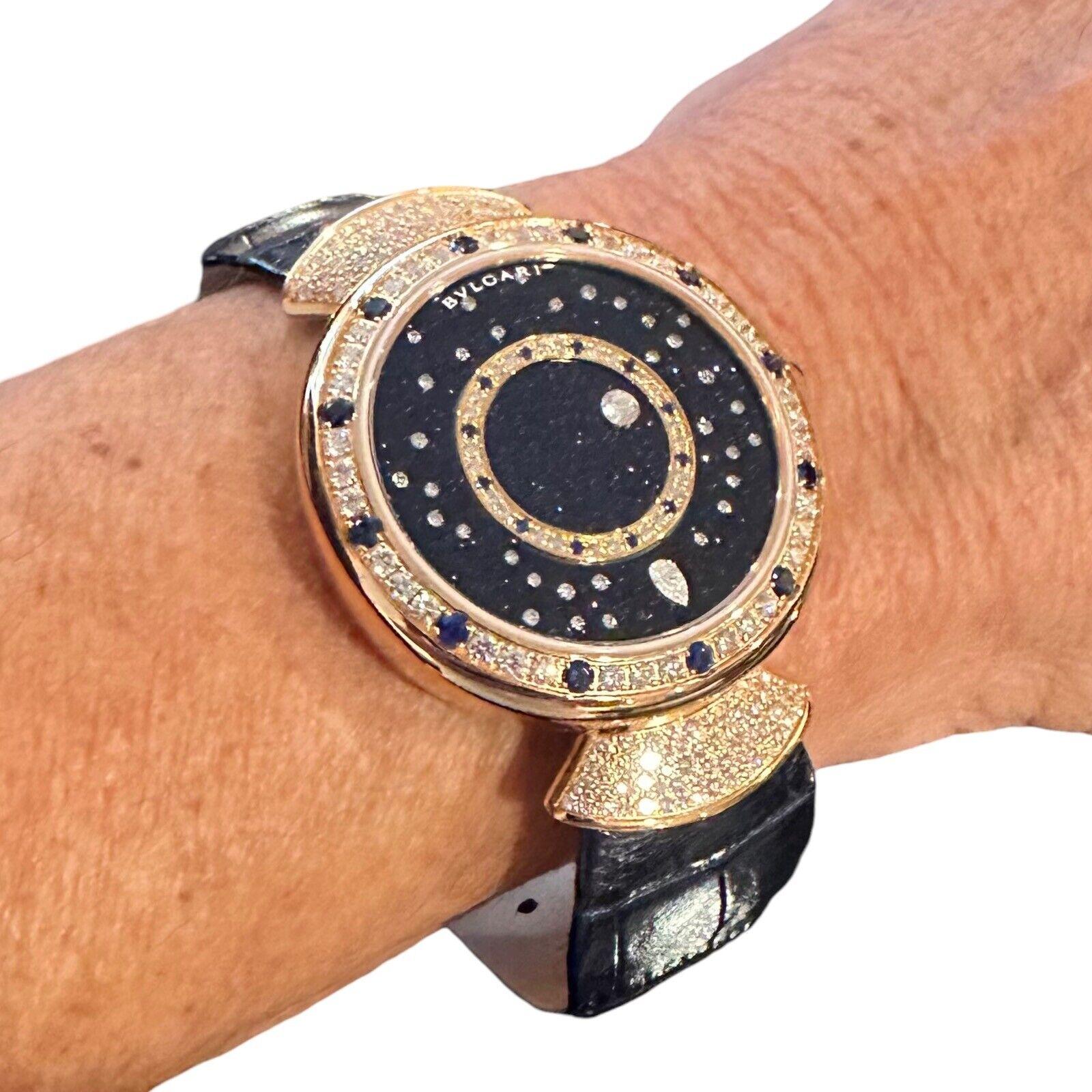 Bulgari Divas Dream Montre de nuit romaine automatique en or rose avec diamants et saphirs en vente 1