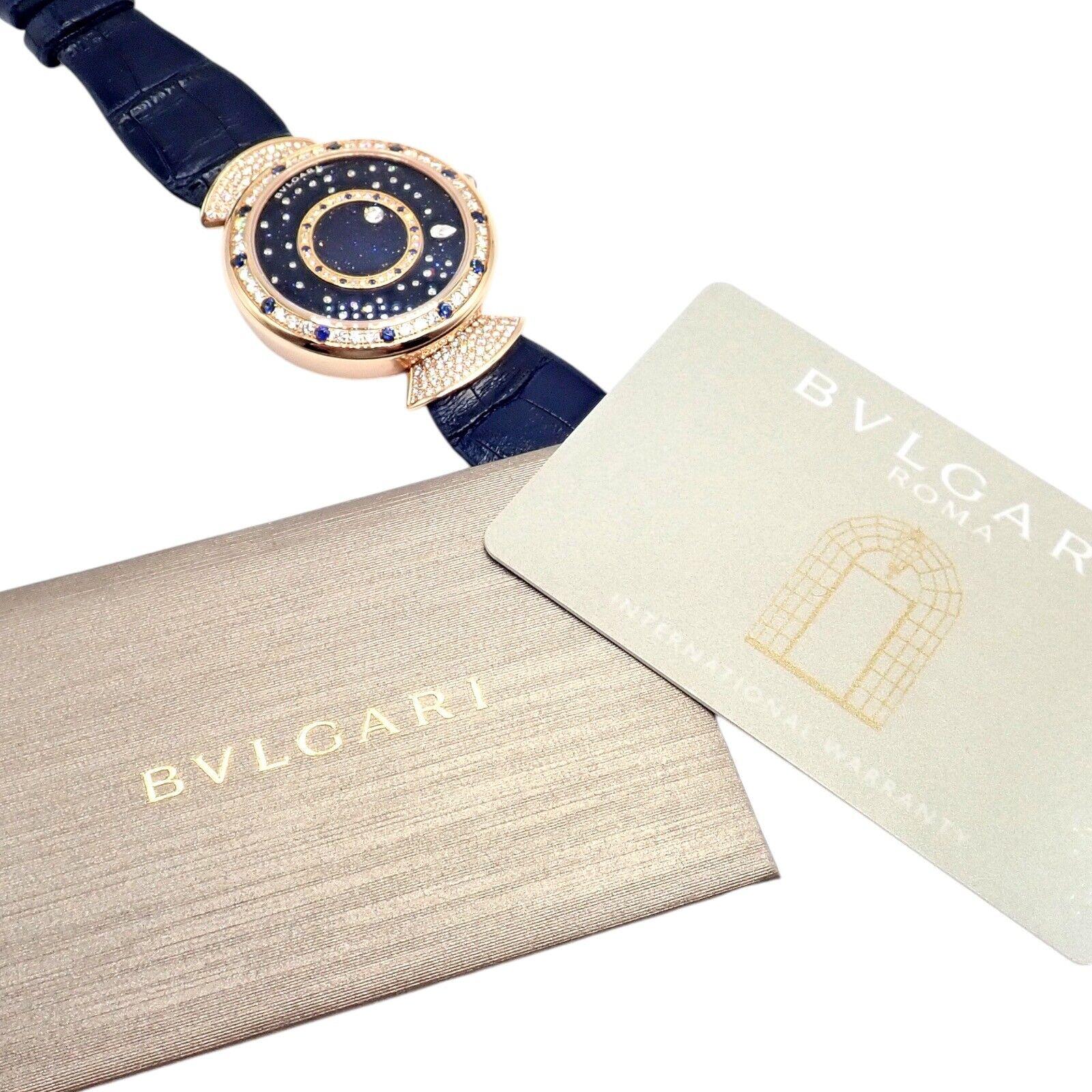Bulgari Divas Dream Montre de nuit romaine automatique en or rose avec diamants et saphirs en vente 3