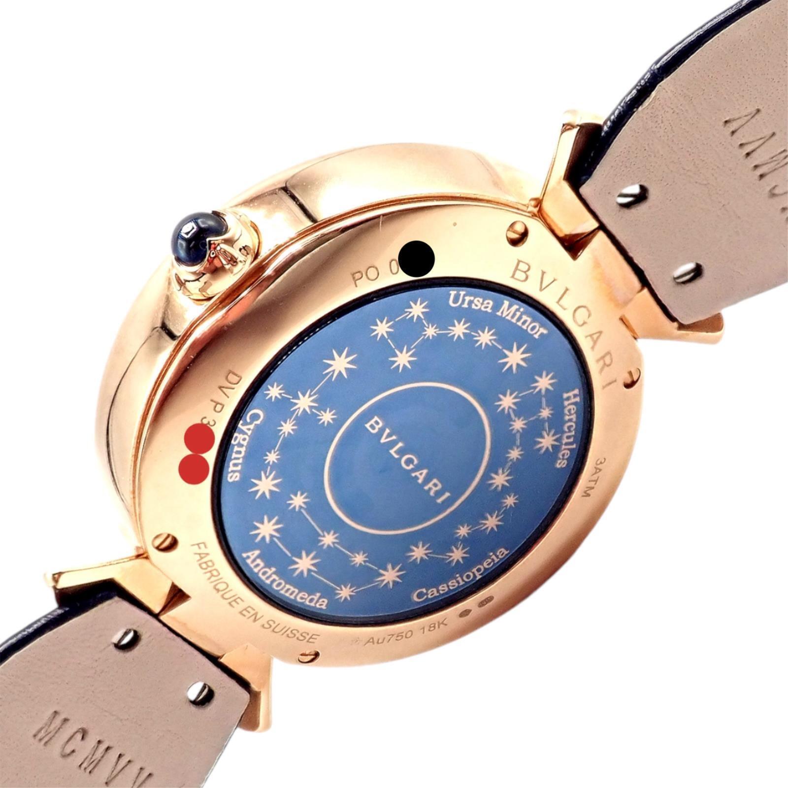 Bulgari Divas Dream Montre de nuit romaine automatique en or rose avec diamants et saphirs en vente 4