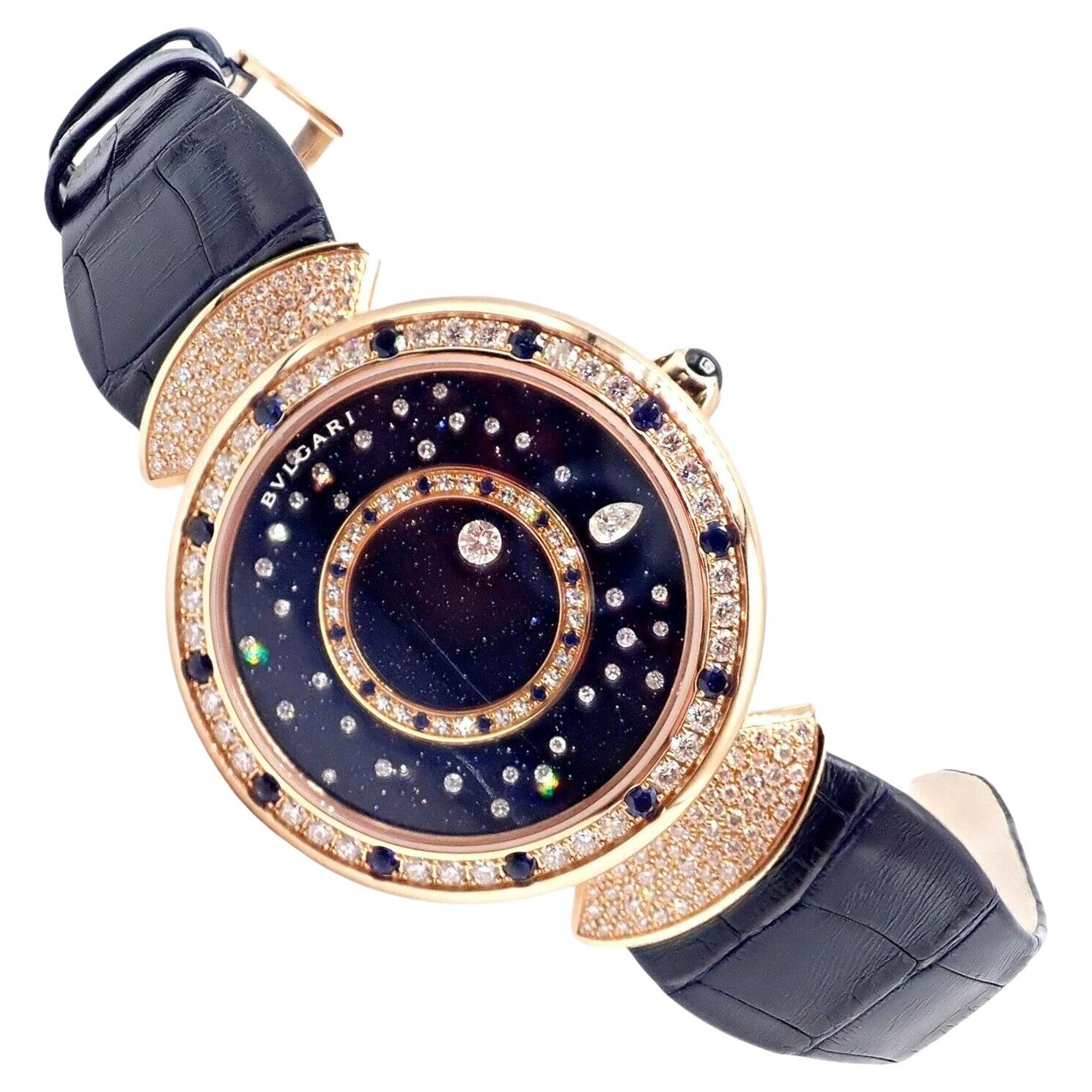 Bulgari Divas Dream Diamond Sapphire Rose Gold Automatic Roman Night Watch