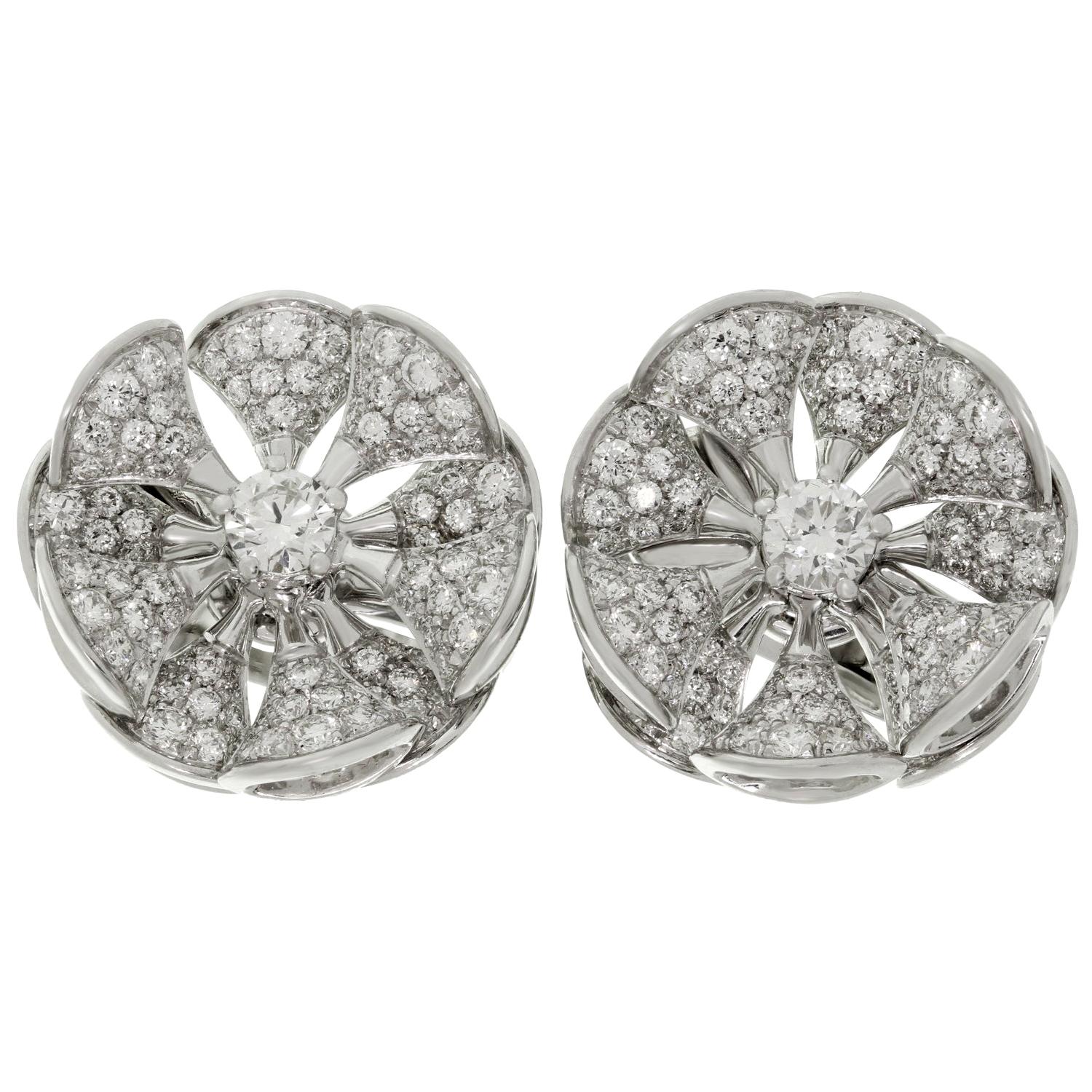 Bulgari Divas' Dream Diamond White Gold Flower Earrings