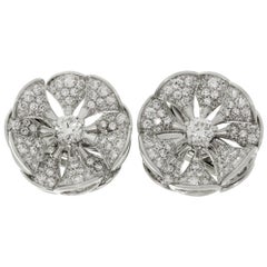 Vintage Bulgari Divas' Dream Diamond White Gold Flower Earrings