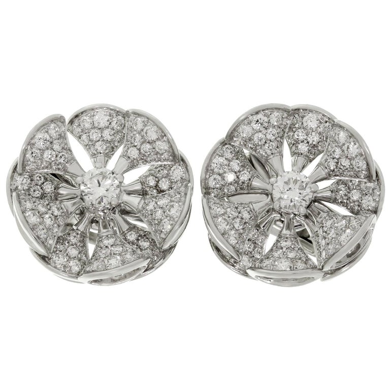 Boucles D'oreilles Bulgari Divas' Dream - Or Gris Et Diamants - Occasion