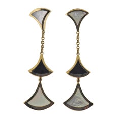Bulgari Diva's Dream Mother of Pearl Onyx Rose Gold Drop Earrings 128801