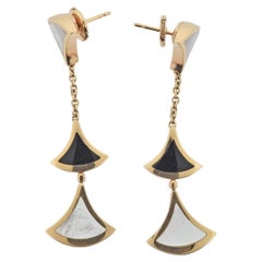 Bulgari Diva's Dream Mother of Pearl Onyx Rose Gold Drop Earrings 128801