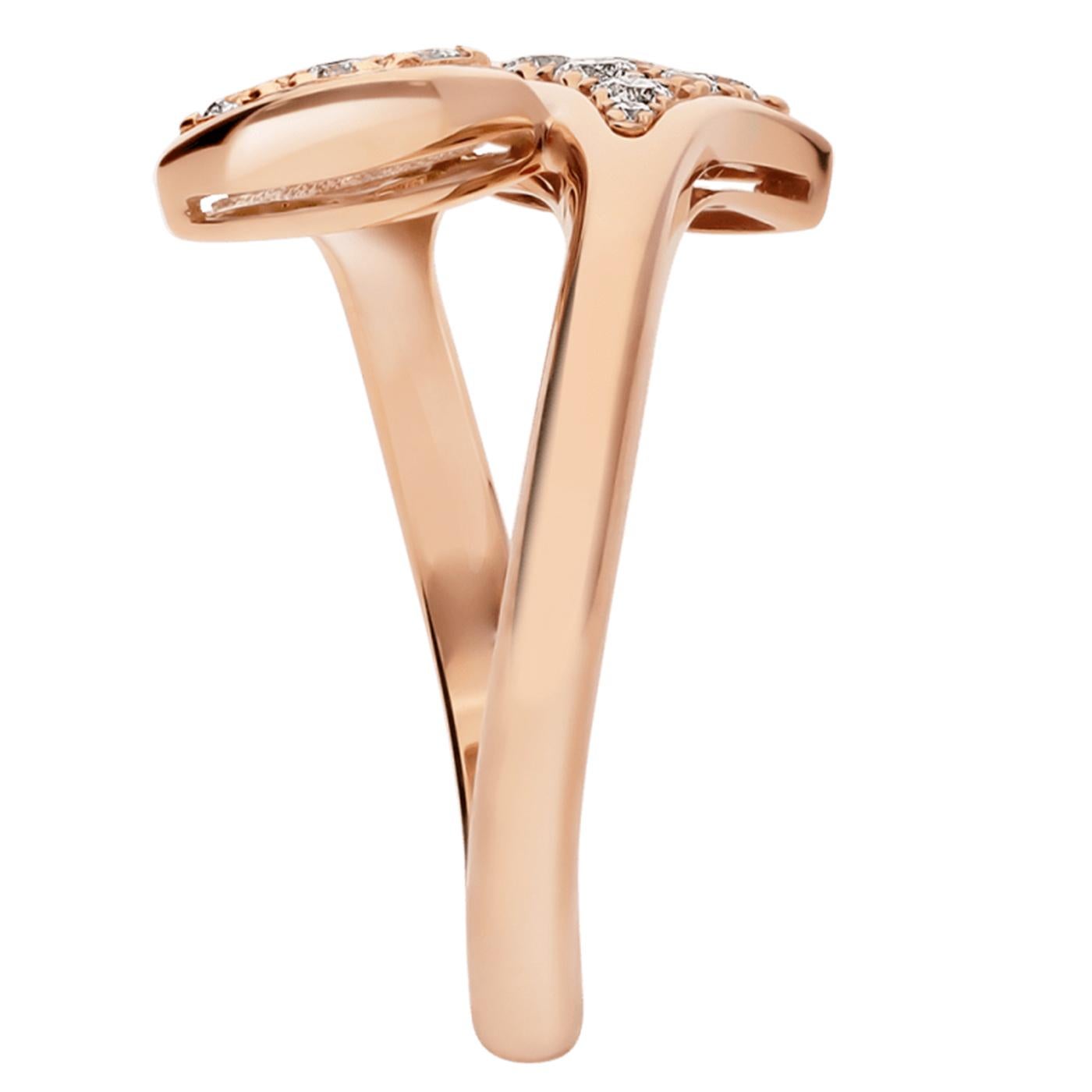 Bulgari Anillo Sueño Divas Oro rosa 18k Engastado Con 0,17ct Diamantes Pave Talla 53 Modernista en venta