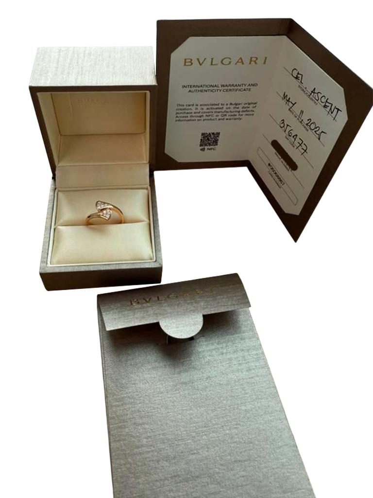 Bulgari Anillo Sueño Divas Oro rosa 18k Engastado Con 0,17ct Diamantes Pave Talla 53 Corte redondo en venta