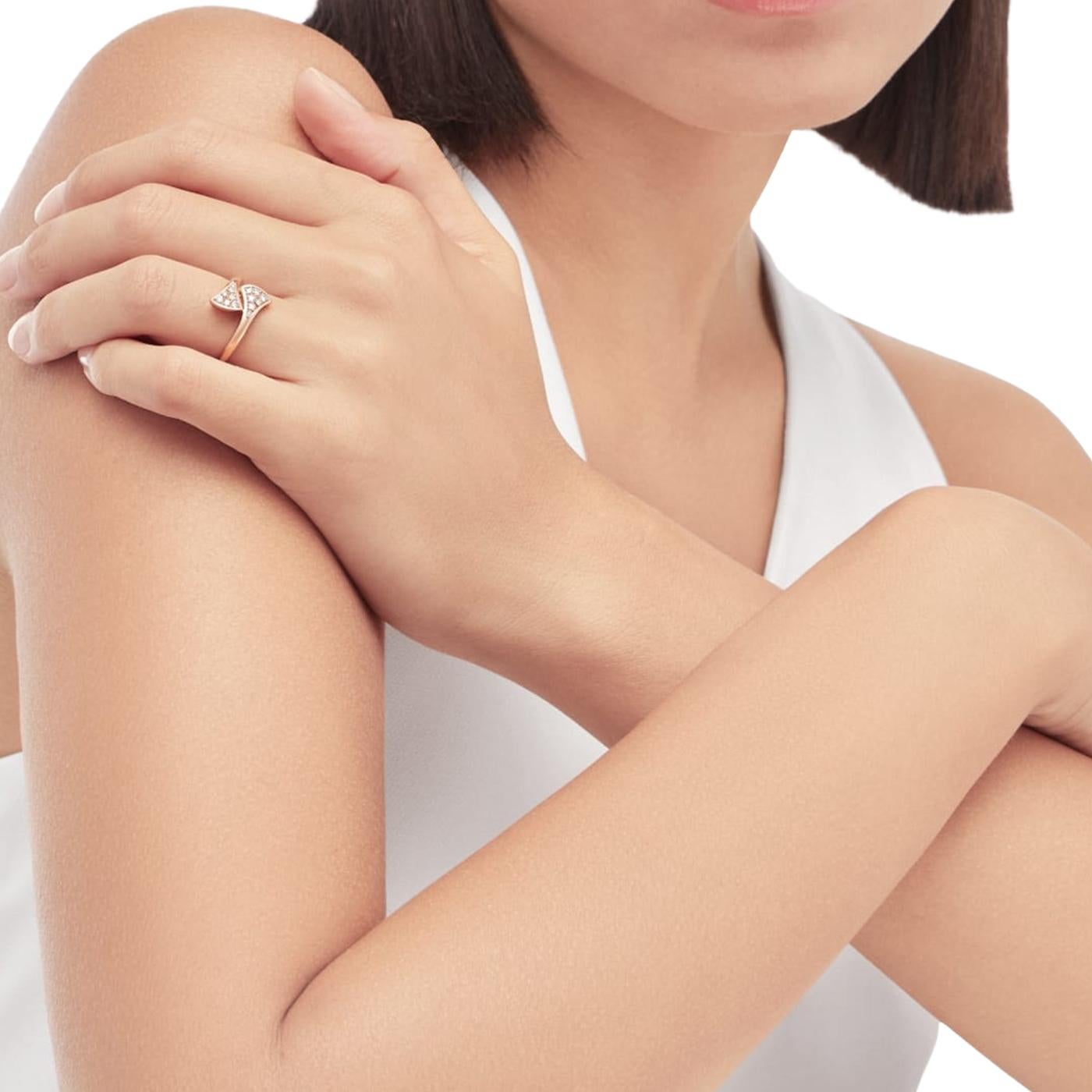 Bulgari Anillo Sueño Divas Oro rosa 18k Engastado Con 0,17ct Diamantes Pave Talla 53 en venta 3