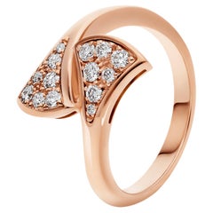 Bulgari Divas Dream Ring 18k Rose Gold Set With 0.17ct Pave Diamonds Size 53