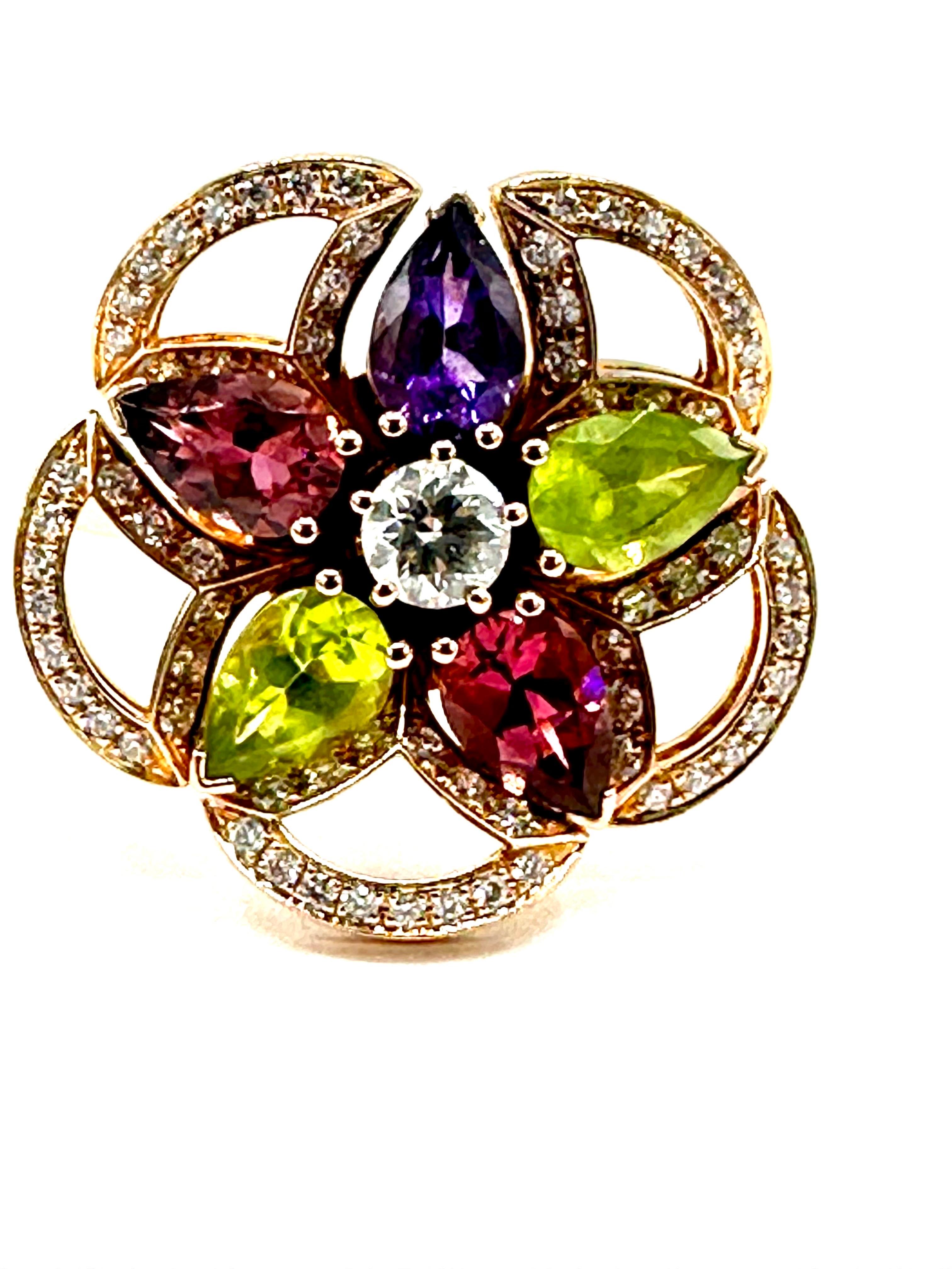 Bulgari Divas' Dream Ring in Pink Gold Diamonds and Colored Stones In Excellent Condition In Chevy Chase, MD