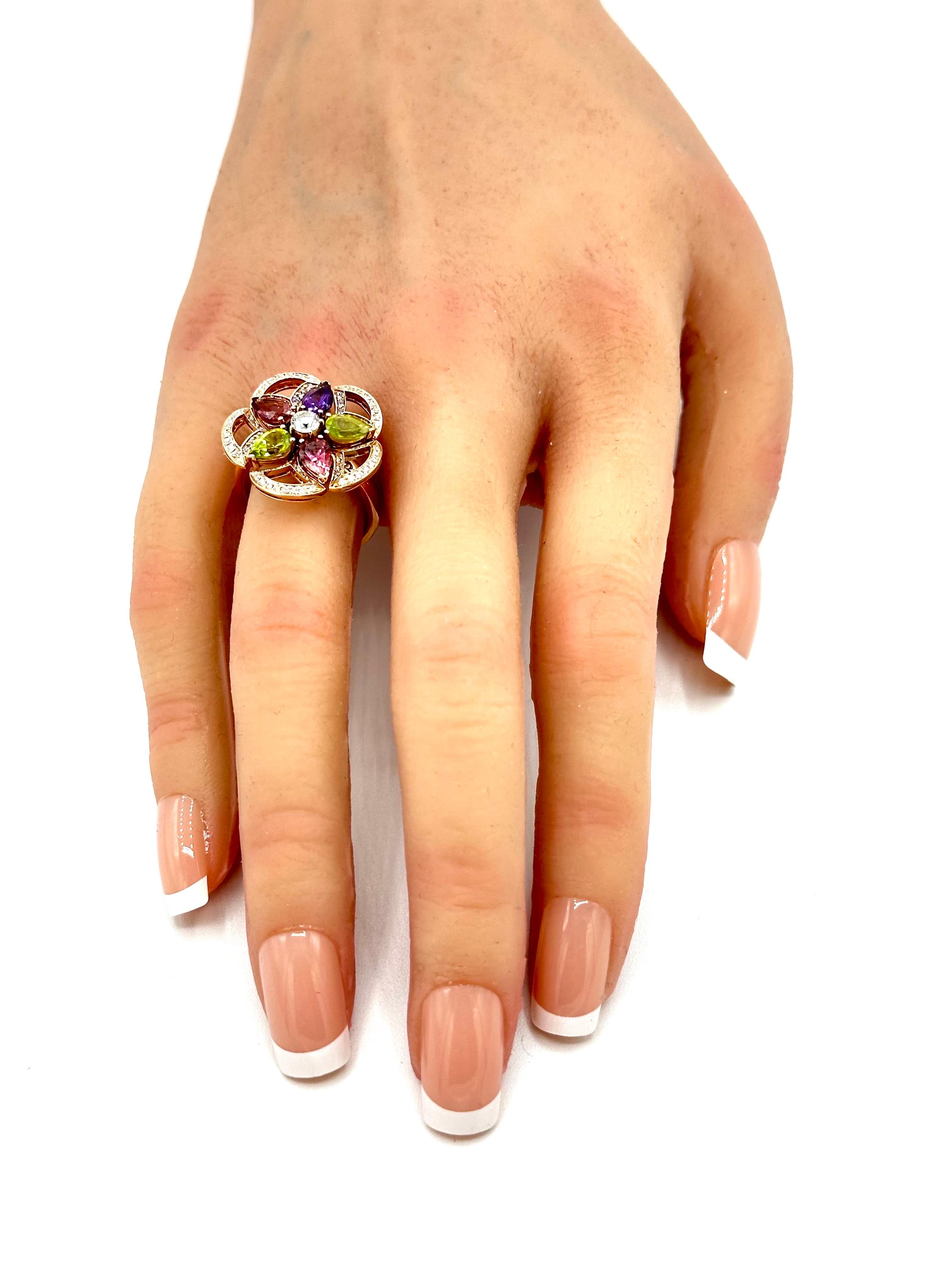 Bulgari Divas' Dream Ring in Pink Gold Diamonds and Colored Stones 1