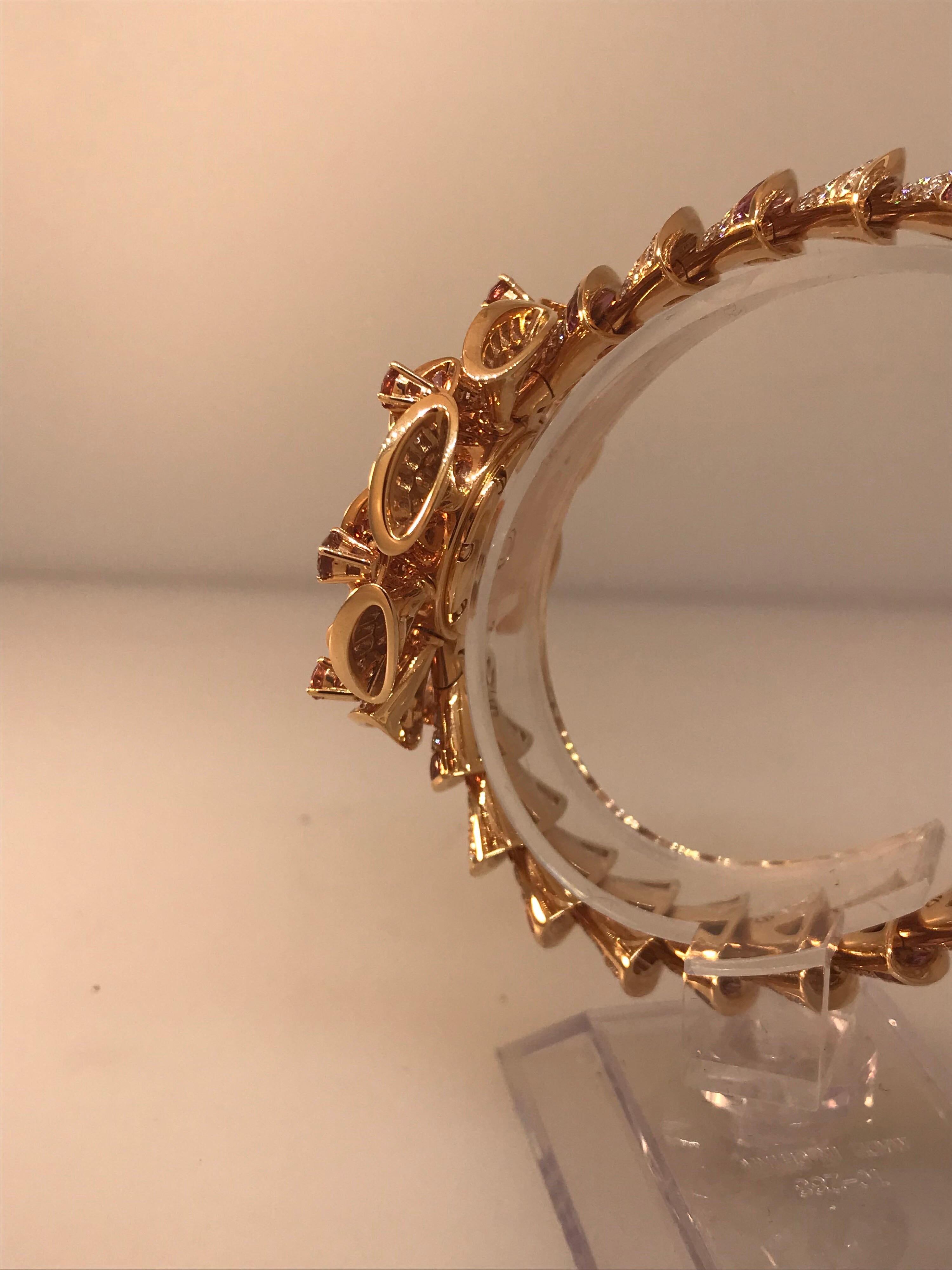 Women's Bulgari Diva's Dream Rose Gold Diamonds and Rubellites Bracelet Ladies Watch For Sale