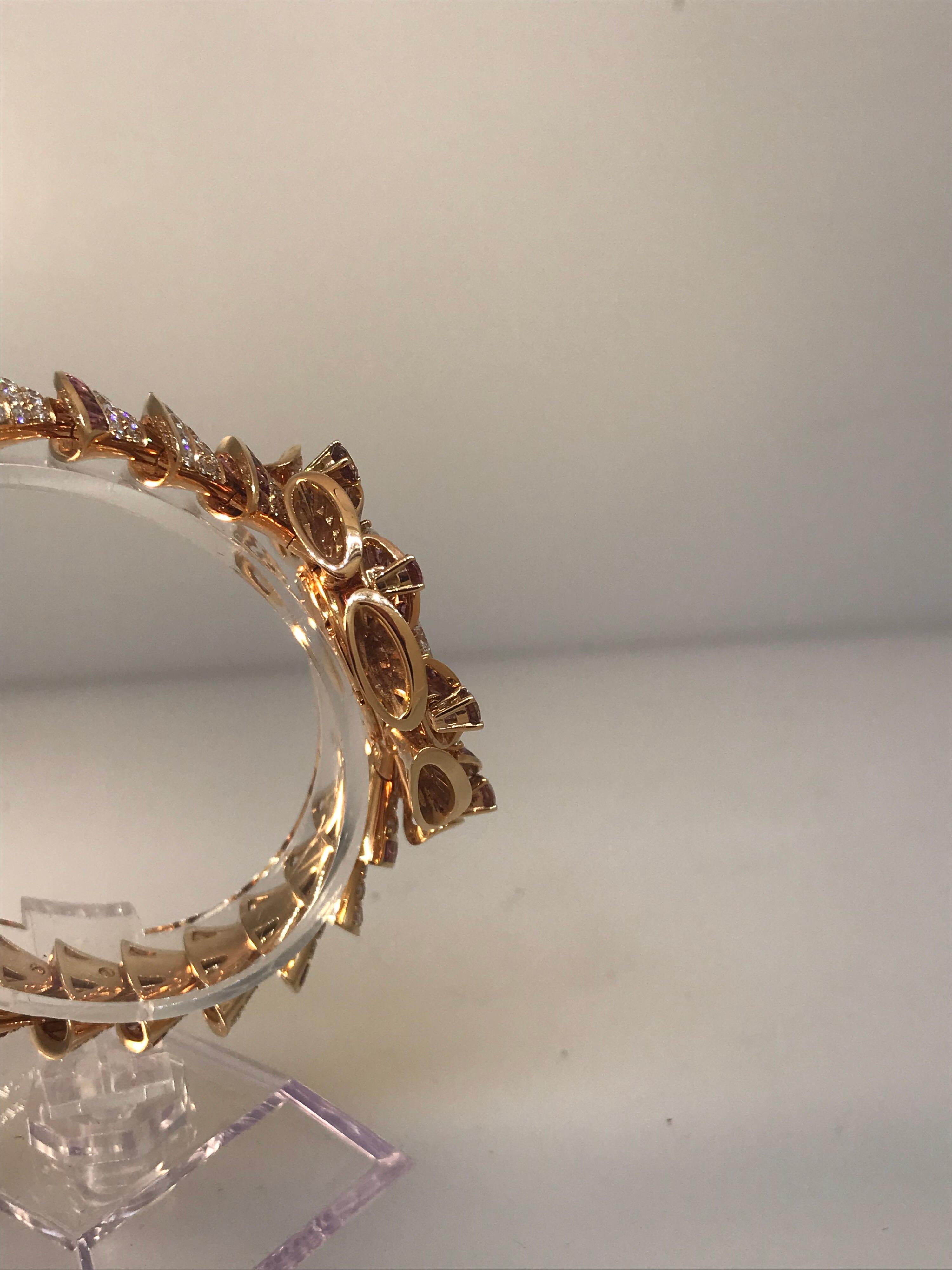 Bulgari Diva's Dream Rose Gold Diamonds and Rubellites Bracelet Ladies Watch For Sale 2