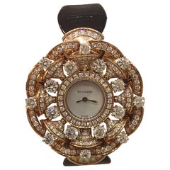 Bulgari Diva's Dream Rose Gold Pave Diamond Leather Band Ladies Watch 102546