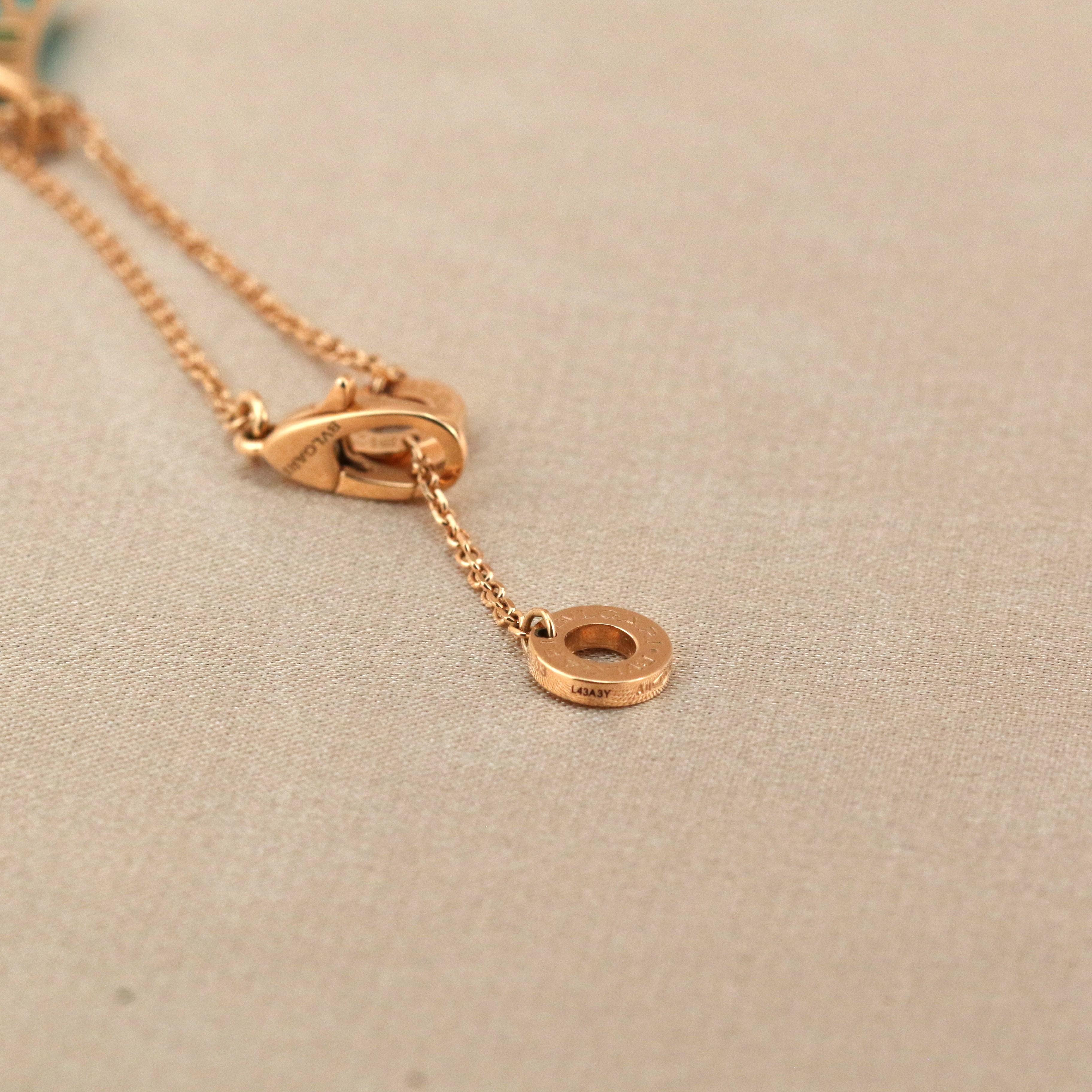 Bulgari Diva's Dream Rose Gold Turquoise Diamond Pendant In Excellent Condition In Banbury, GB