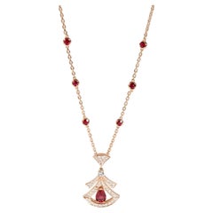 Bulgari Diva's Dream Ruby Diamond Necklace in 18k Rose Gold 0.86 CTW