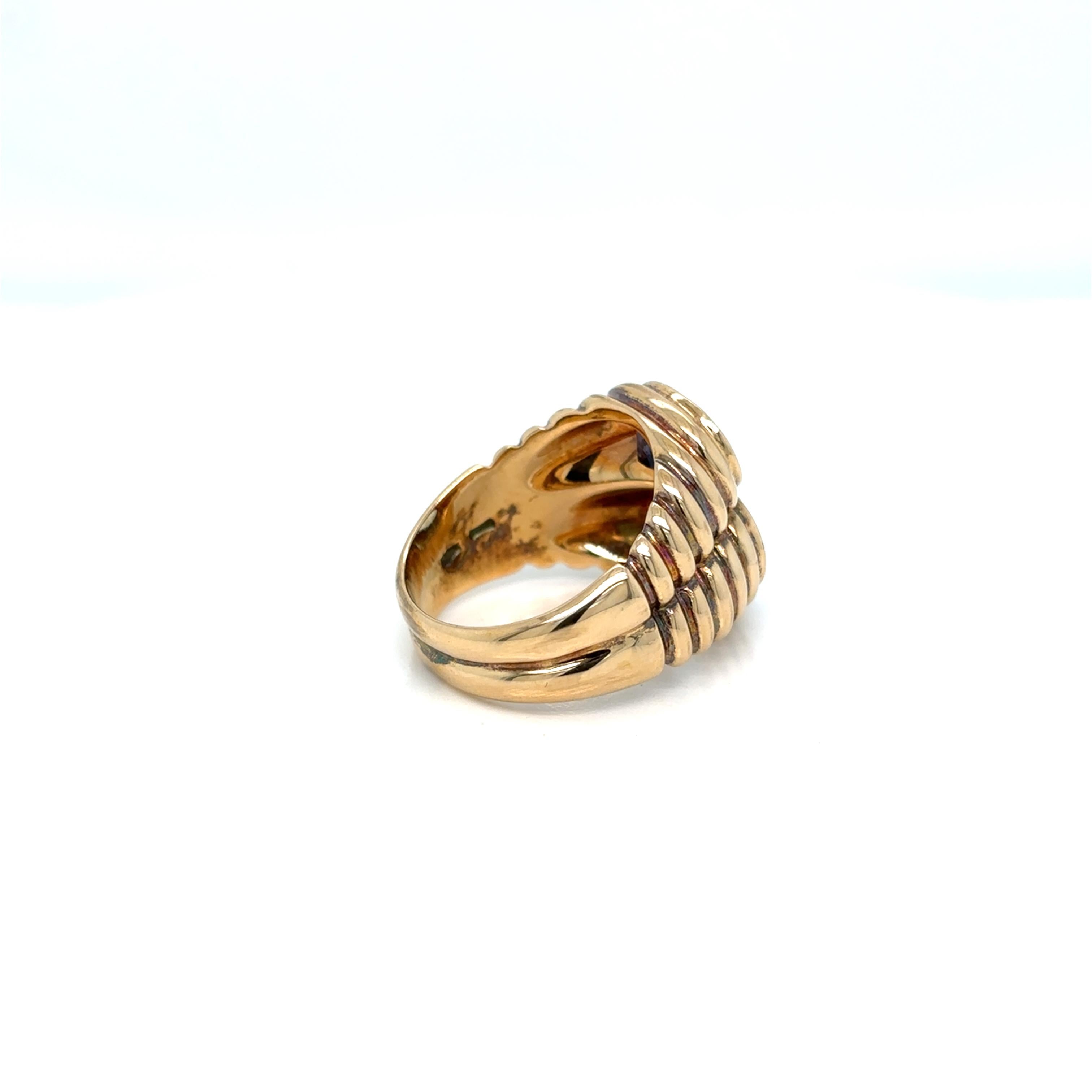 Bulgari Doppio Baccellato Blue Topaz & Iolite Gold Ring In Excellent Condition In Napoli, NA