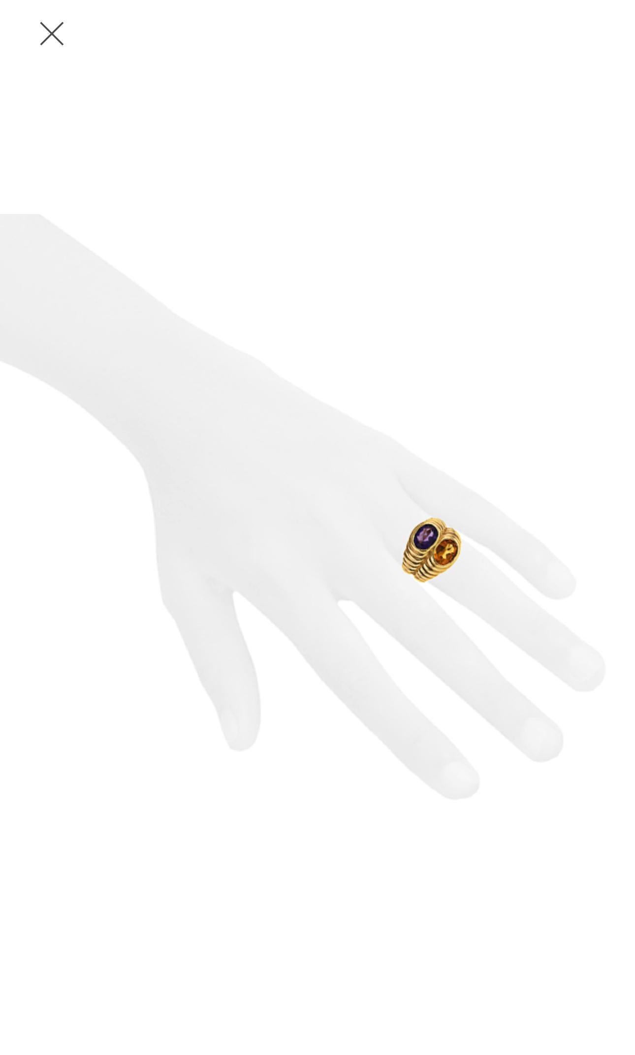 Bulgari Doppio Baccellato Citrine & Amethyst Gold Ring 5