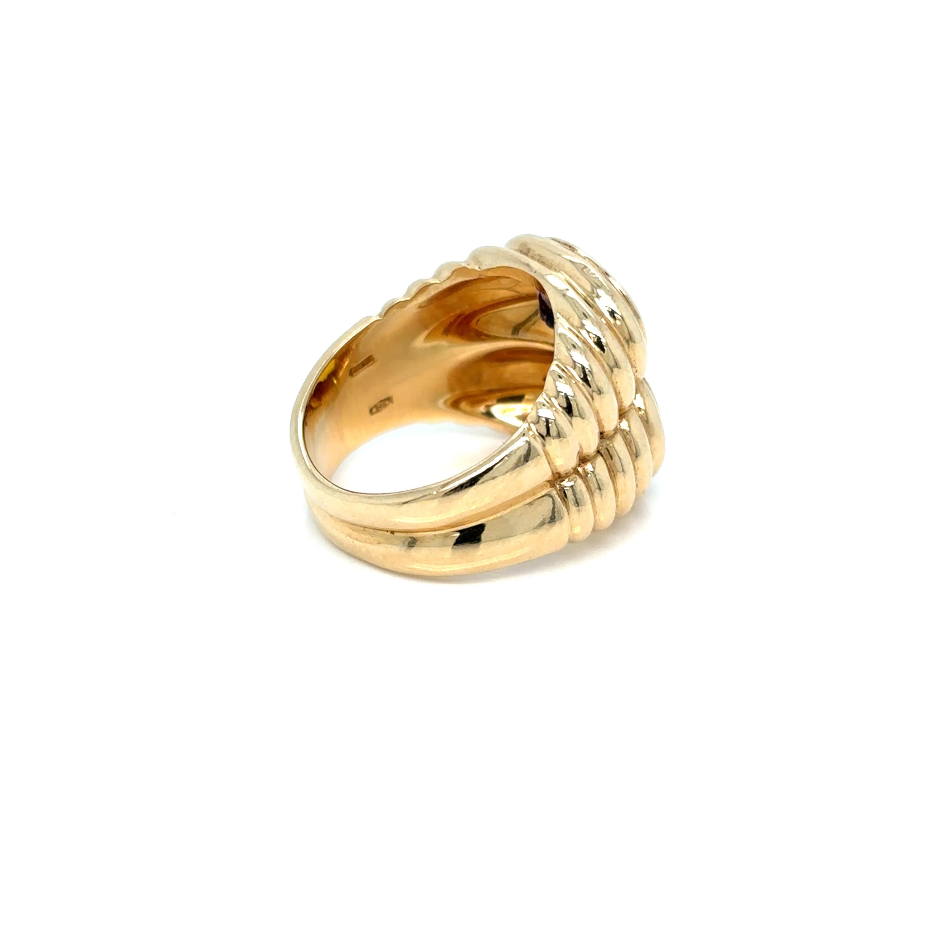 Women's or Men's Bulgari Doppio Baccellato Citrine & Amethyst Gold Ring