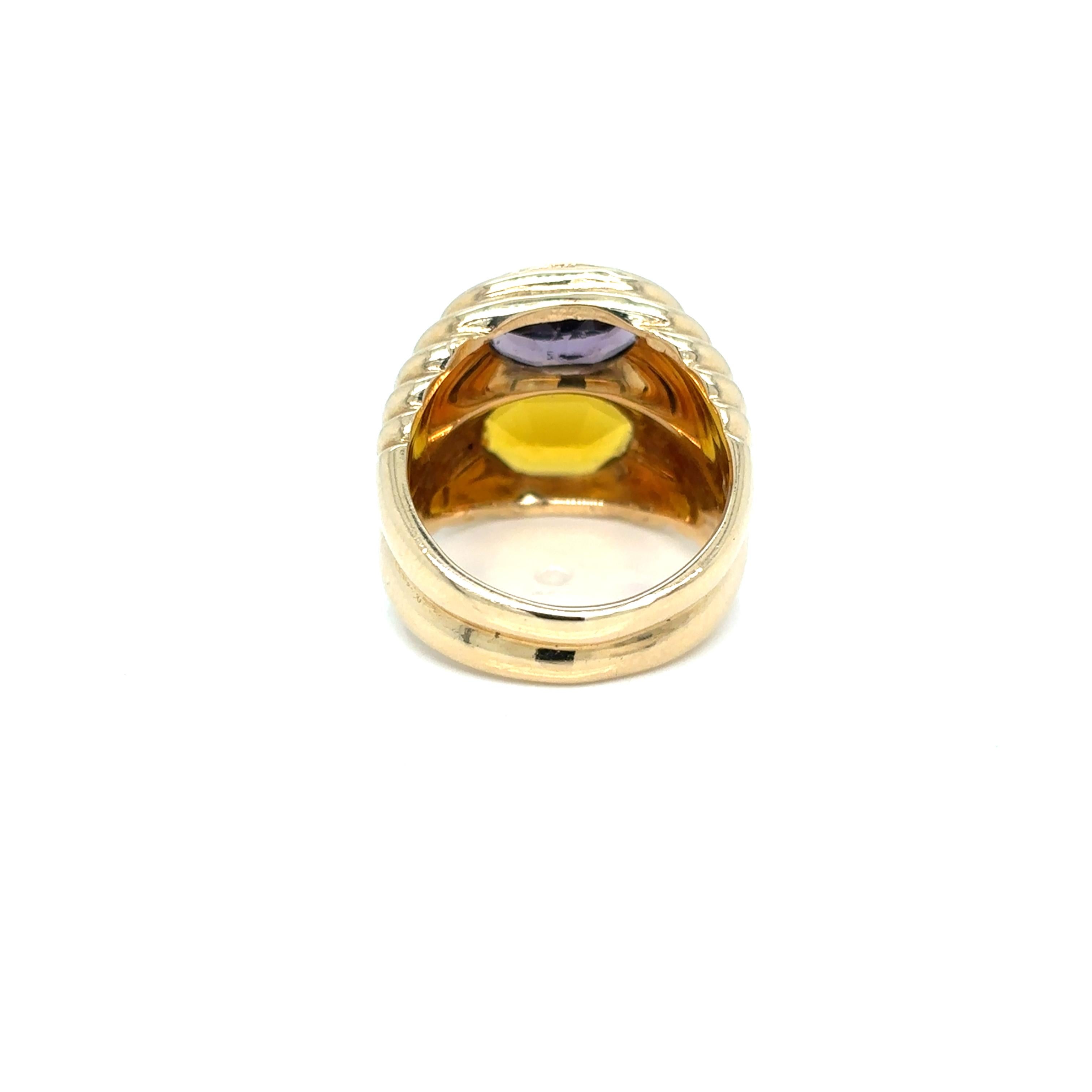 Bulgari Doppio Baccellato Citrine & Amethyst Gold Ring 1