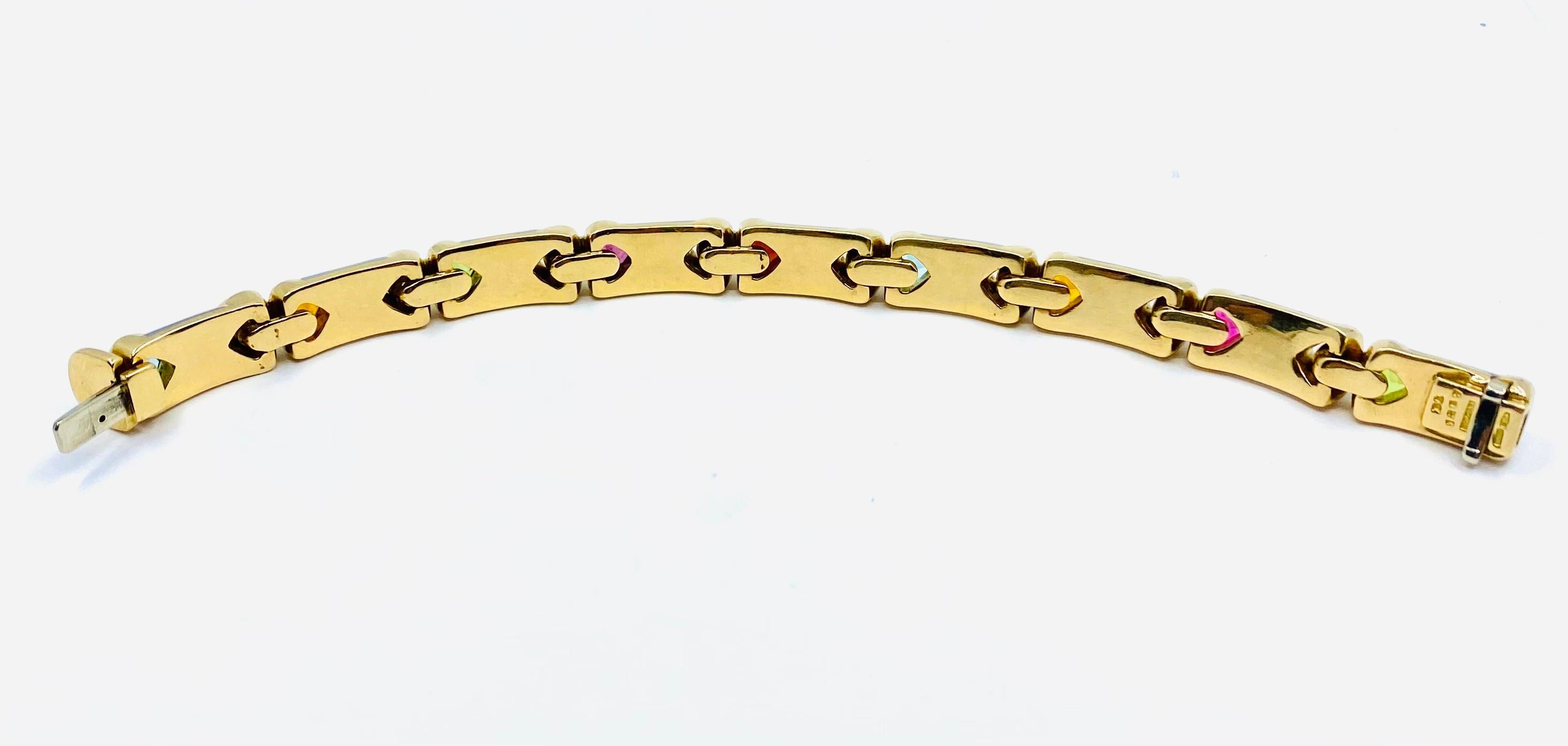 Bulgari Doppio Cuore Bracelet 18k Two-Tone Gold Gemstones 9